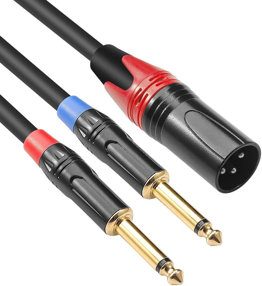 Dual 1/4 inch to XLR Male Y Splitter CableMale XLR to Dual 6.35mm TS Mono Pl...