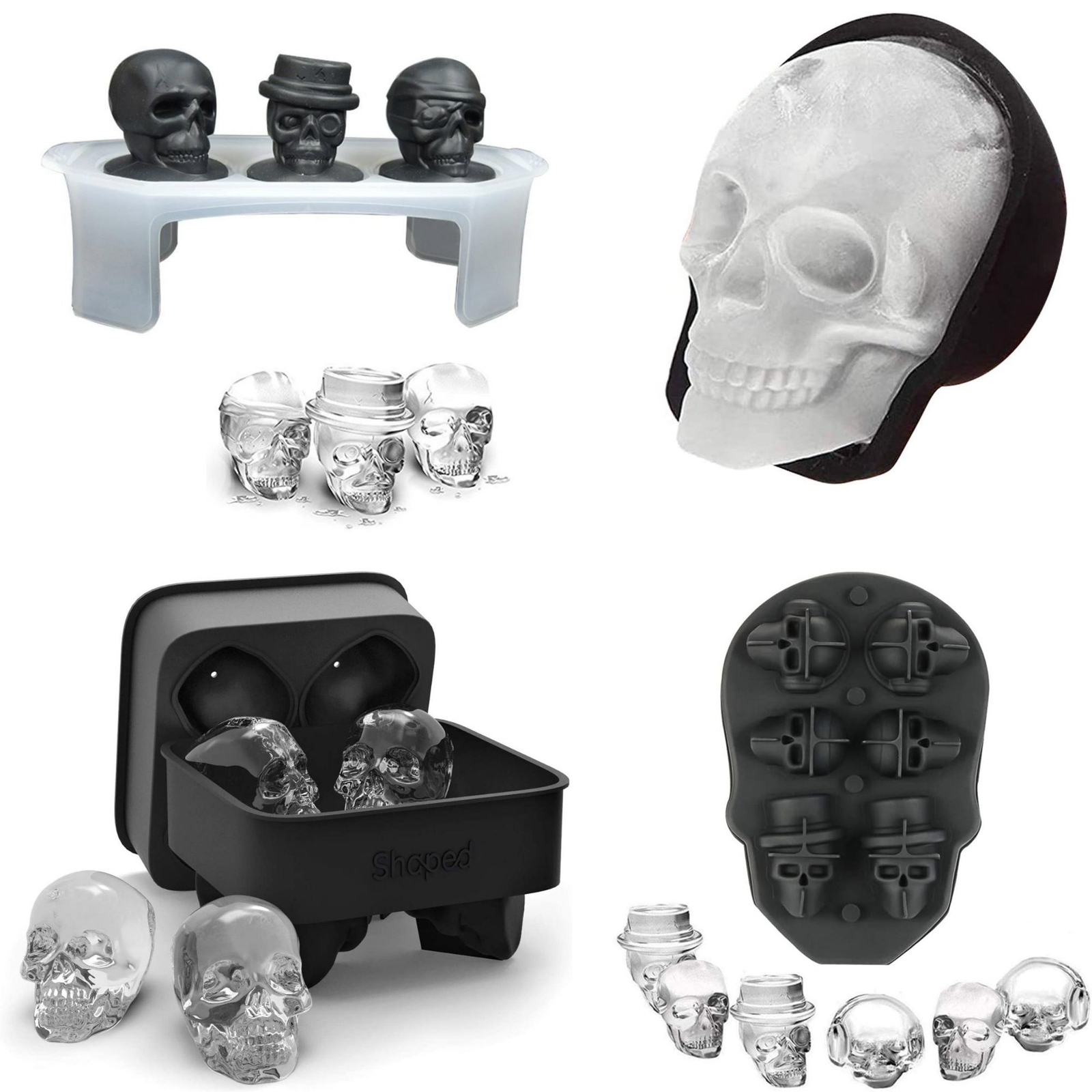 Ice Tray - Assorted Skulls 4 pack - Modeling Chocolate & Ice