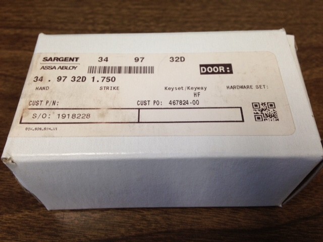 Sargent Original Rim Cylinder HF Keyway Zero Bitted 32D (N3)