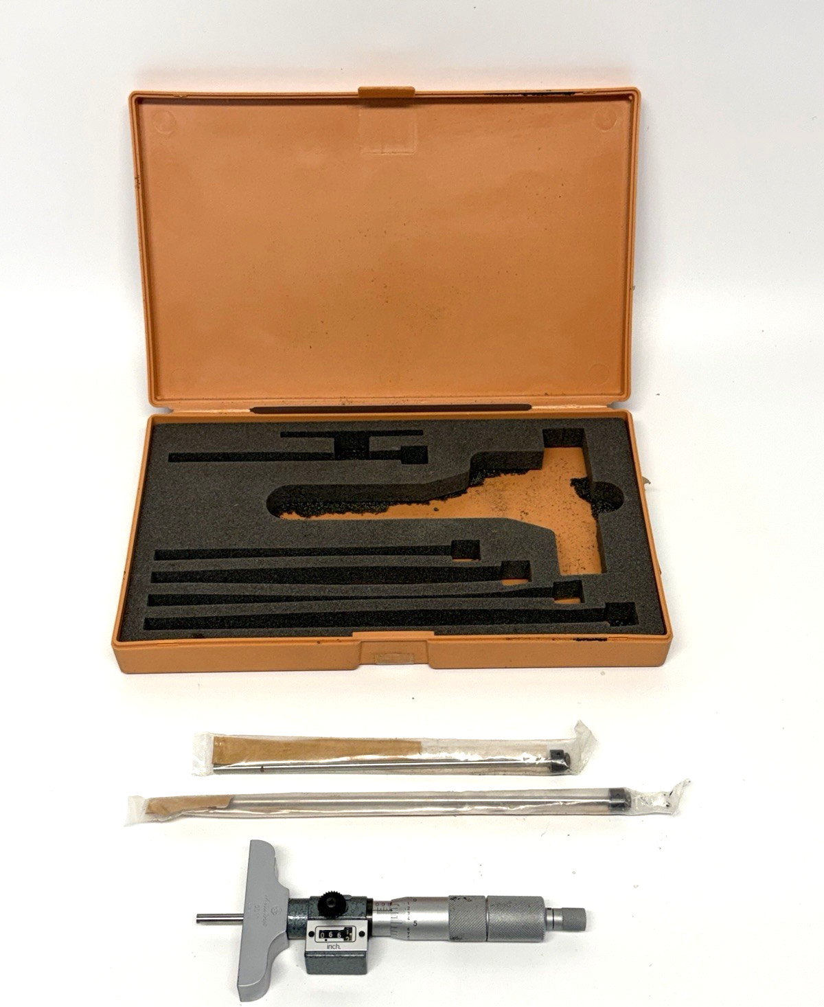 VINTAGE Mitutoyo 0.001” Depth Micrometer Set 0”- 6” Depth Mic