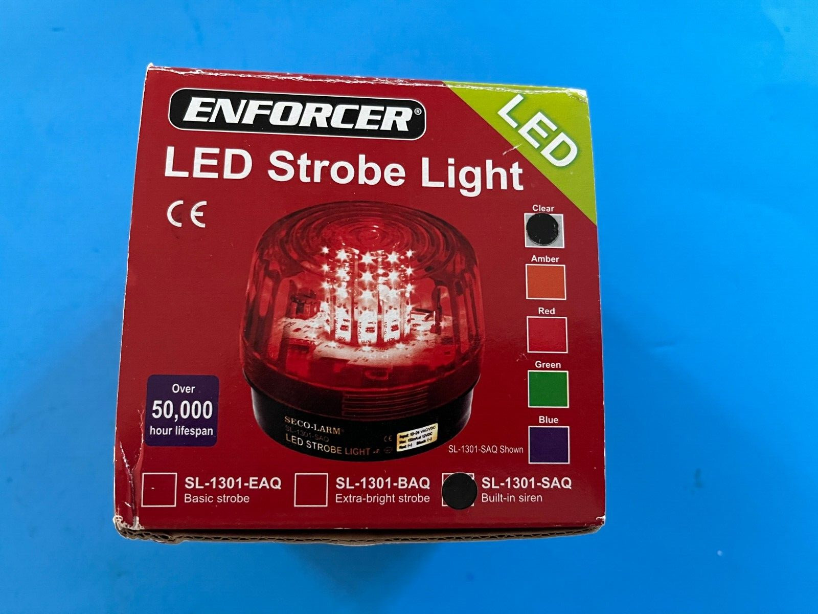 Seco-Larm Enforcer LED Strobe Light with Built-In Programmable Siren, Clear