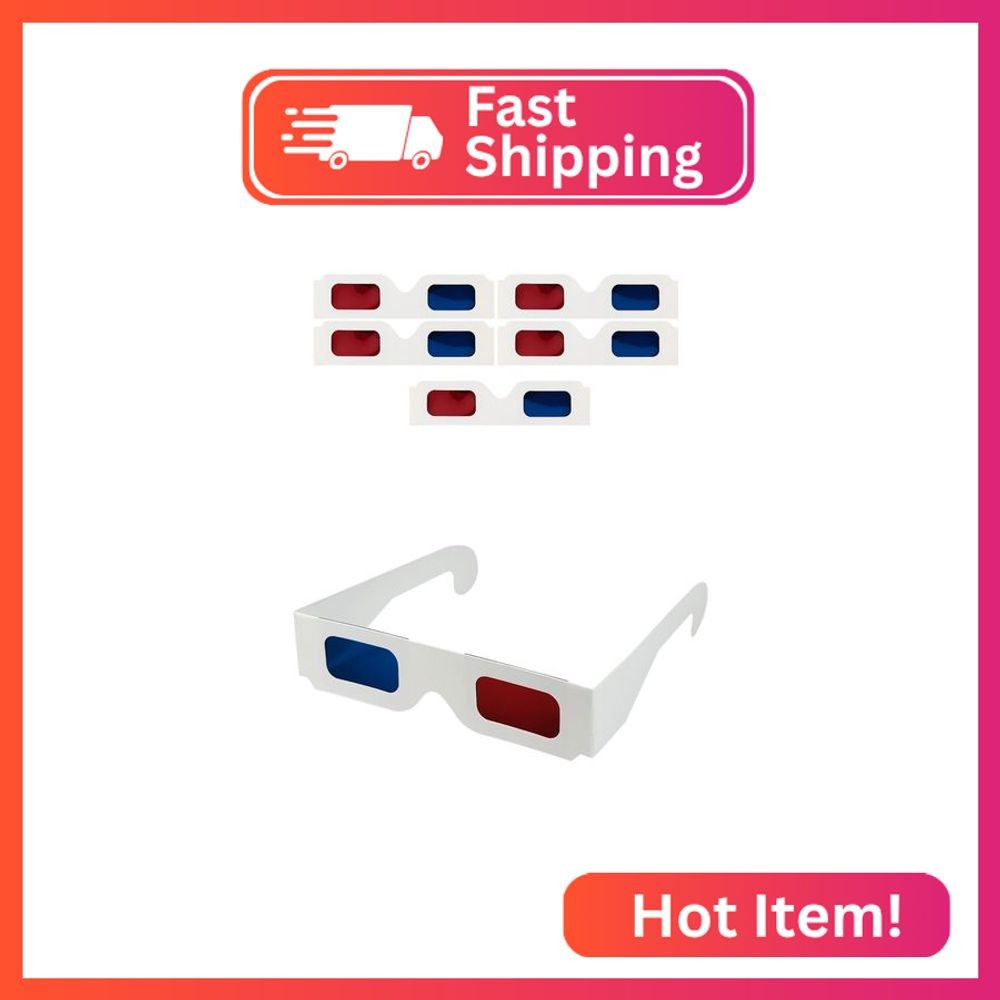 QIANCAIWANG 5 Pack 3D Paper Glasses for Movies, Blue and Red 3D Cardboard Glasse