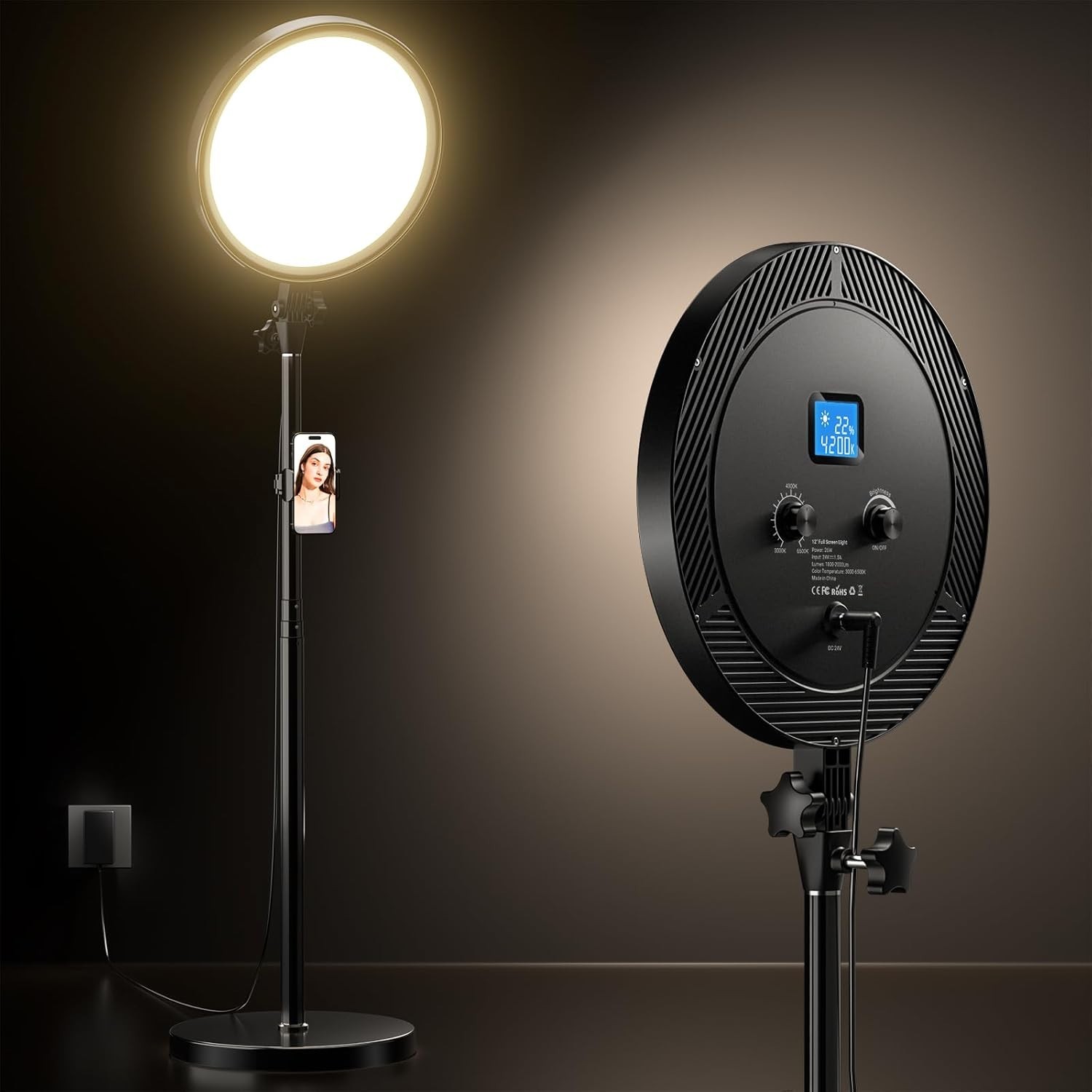 Professional Ring Light with Stand, Phone Holder & Remote 6500K LED Lighting