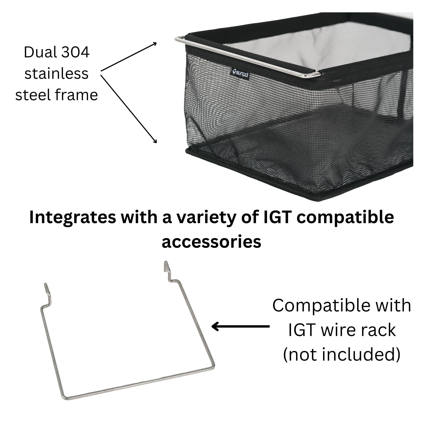sunodi IGT Compatible Folding Mesh Drain Basket, Folding Camping Table Storag...