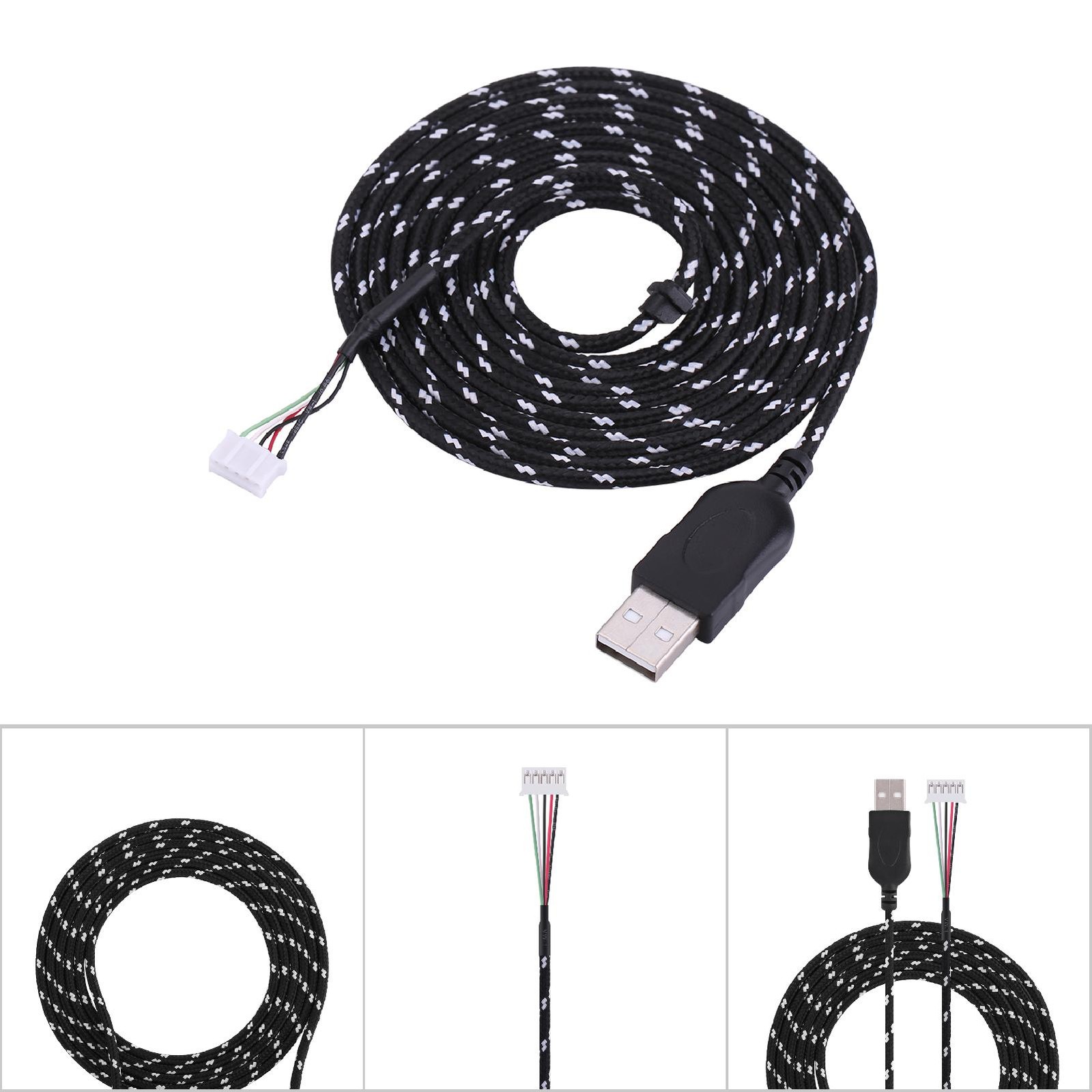 2.2 Meters USB Cable Wire Line Replacement For Kana Mouse Black+ CX4