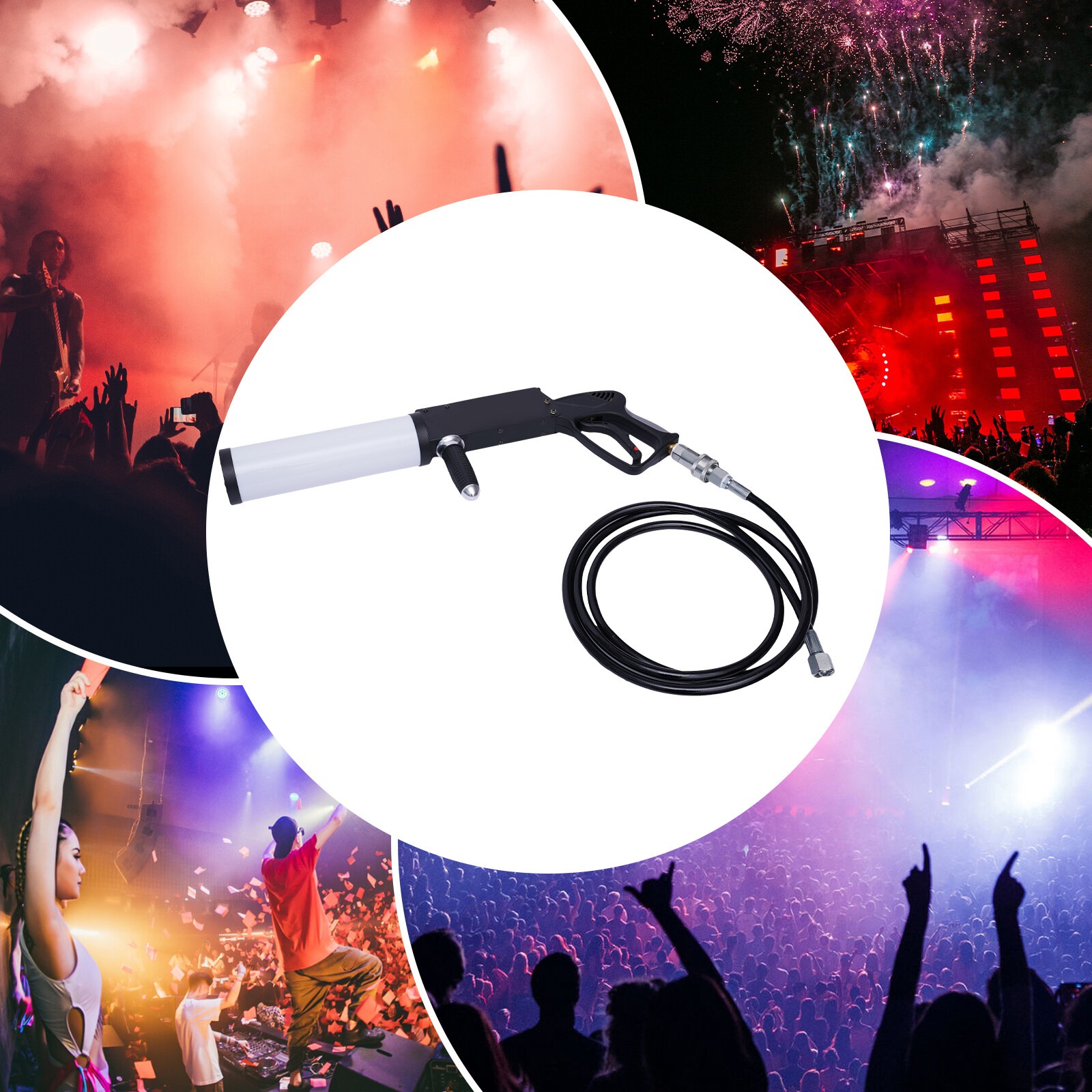 Handheld Fog Gun LED CO2 Fog Cannon Special Effects Fog Machine Gun Party Bar DJ