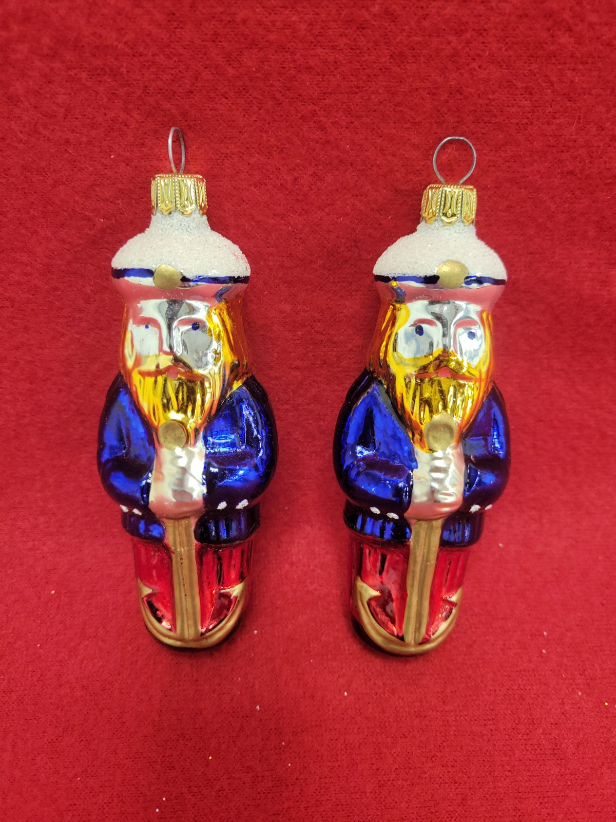 2 Vintage West Germany Christmas Ornaments Ship Captain Holding Anchor 4.5"