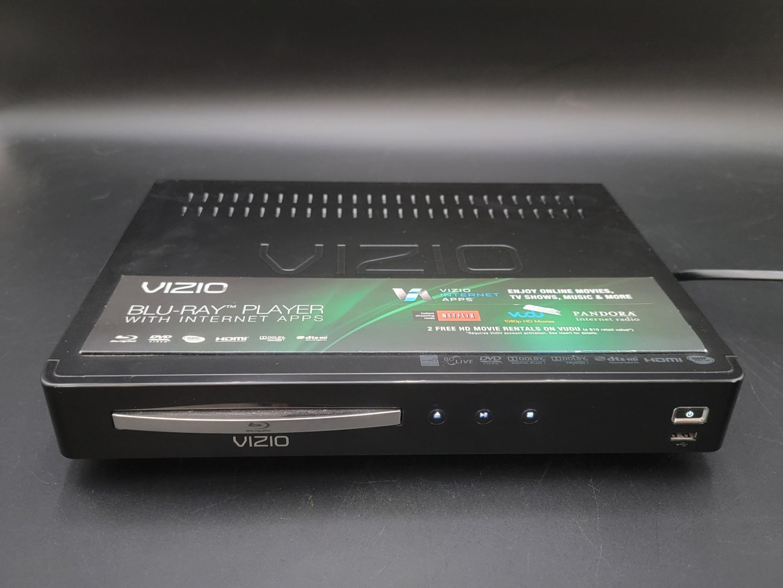 Vizio VBR120 DVD/Blu Ray Disc Player Black 1080p  Wi-Fi Tested Works No Remote