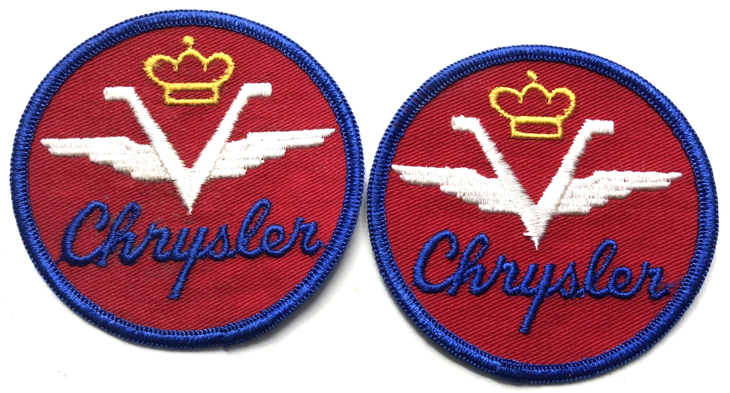 VTG Chrysler Auto Car Patch -Red Background-Lot of 2-older
