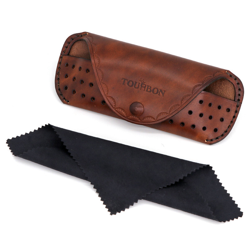 TOURBON Leather Eyeglasses Protector Case Glasses Carrier Belt Pouch Gift