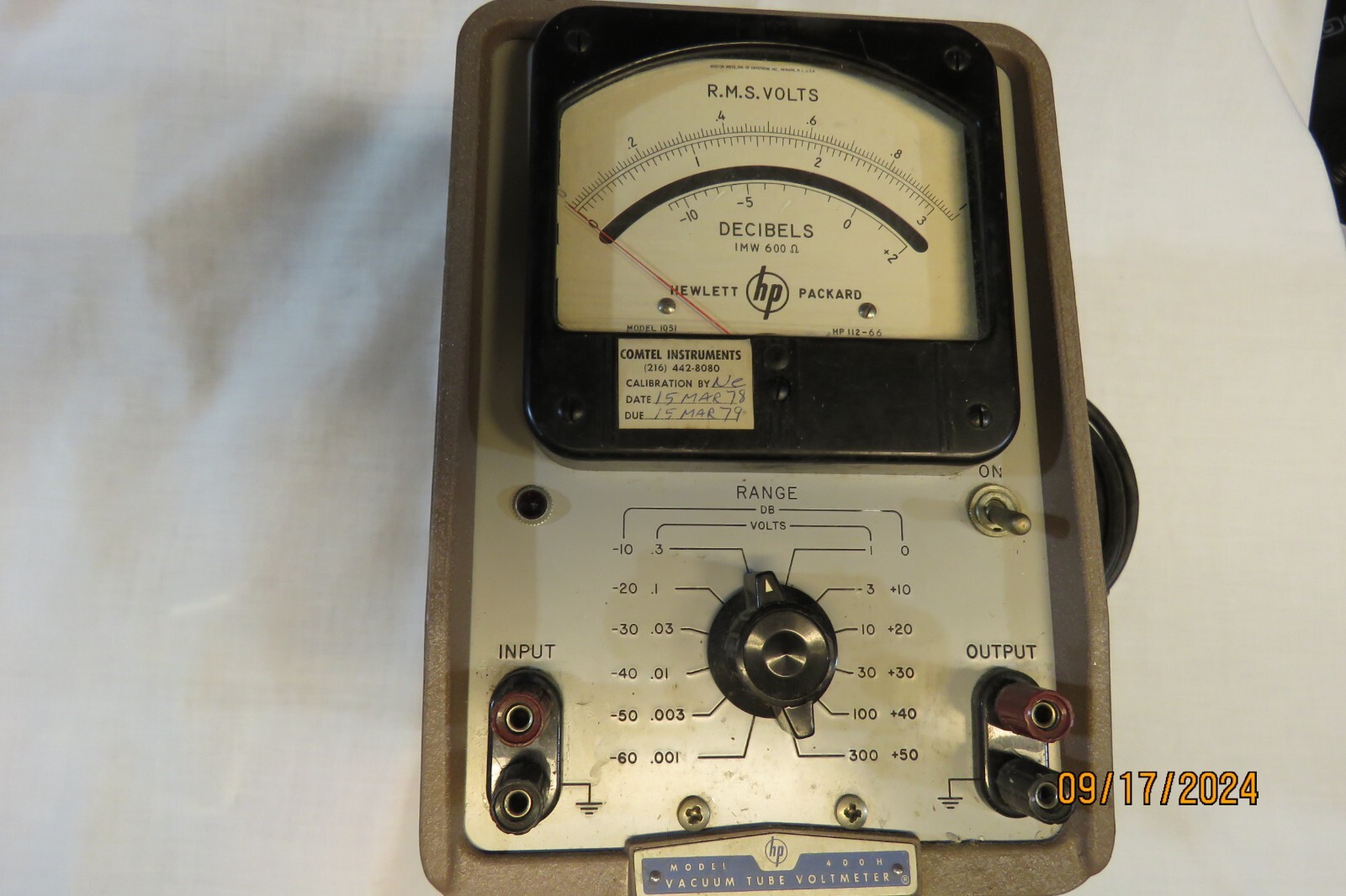 Hewlett Packard 400D Vacuum Tube Voltmeter VTVM RMS - Works!