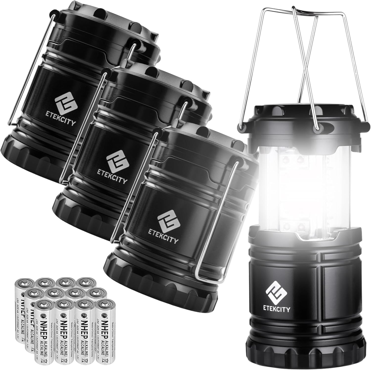 Camping Lanterns for Power Outages 4 Pack, Flashlight for Camping Essentials, Su