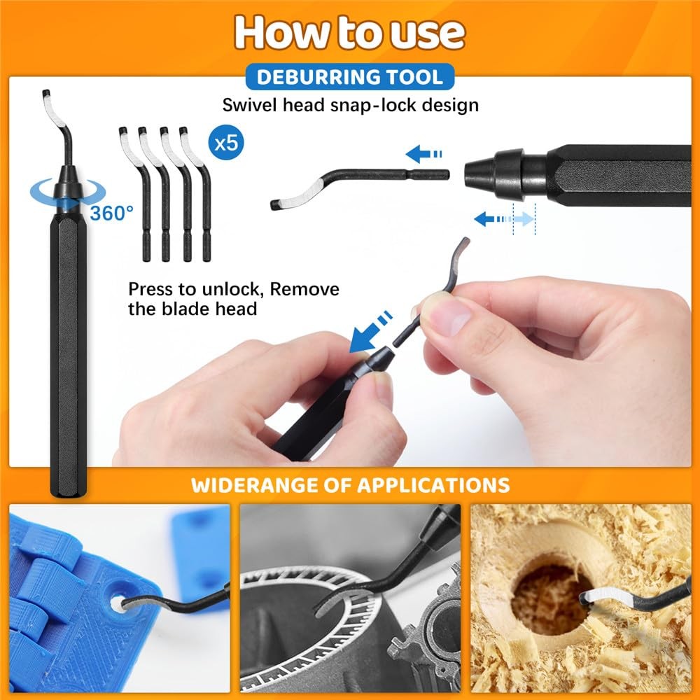 50pcs 3D Printer Tool Kit FDM SLA Nozzle Cleaning Scraper Deburring Files Case