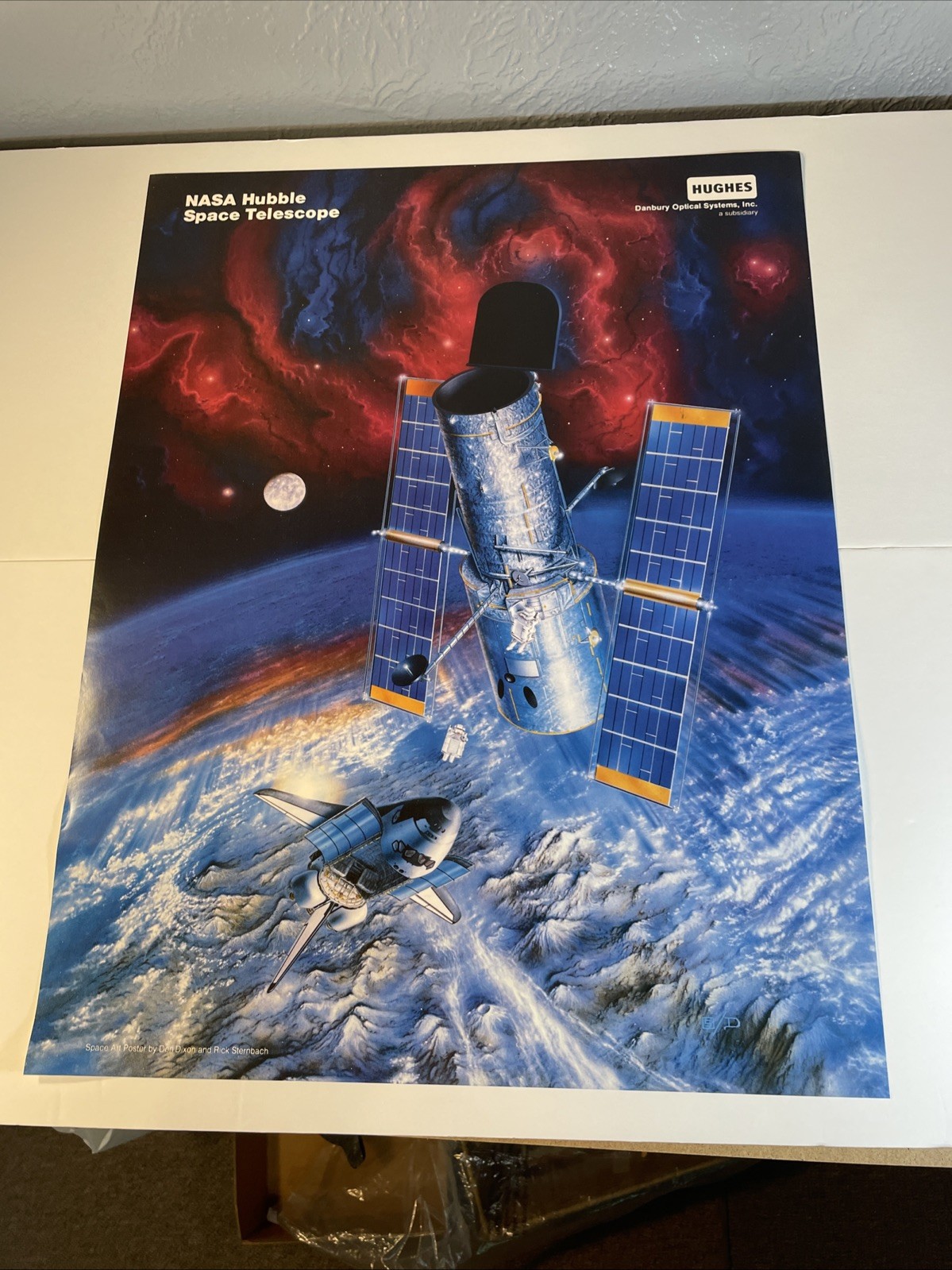 Original NASA Hubble Space Telescope Hughes 1990's 22 X 17 Dixon Art Poster