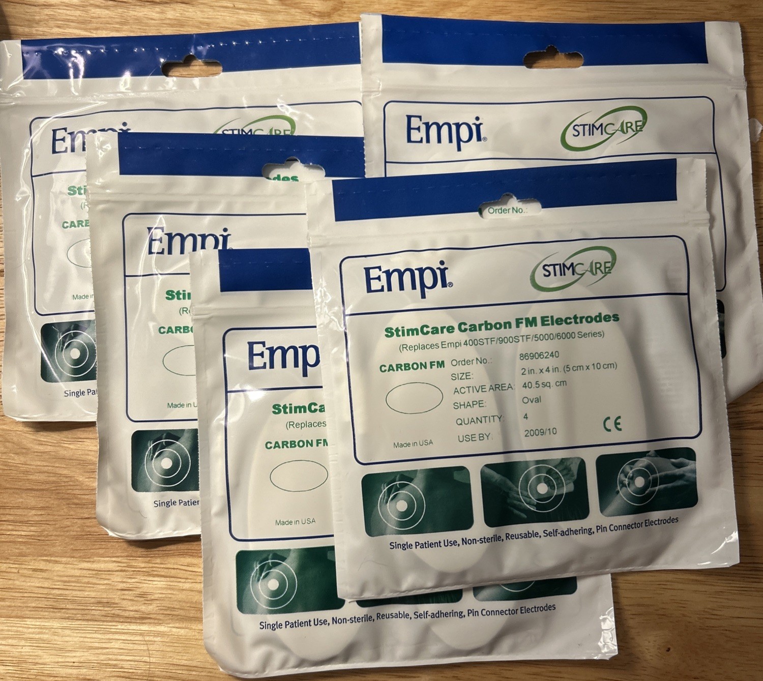 5 Empi StimCare Carbon FM Electrodes 86906240  Bundle of 5 Oval NEW Sealed 2009