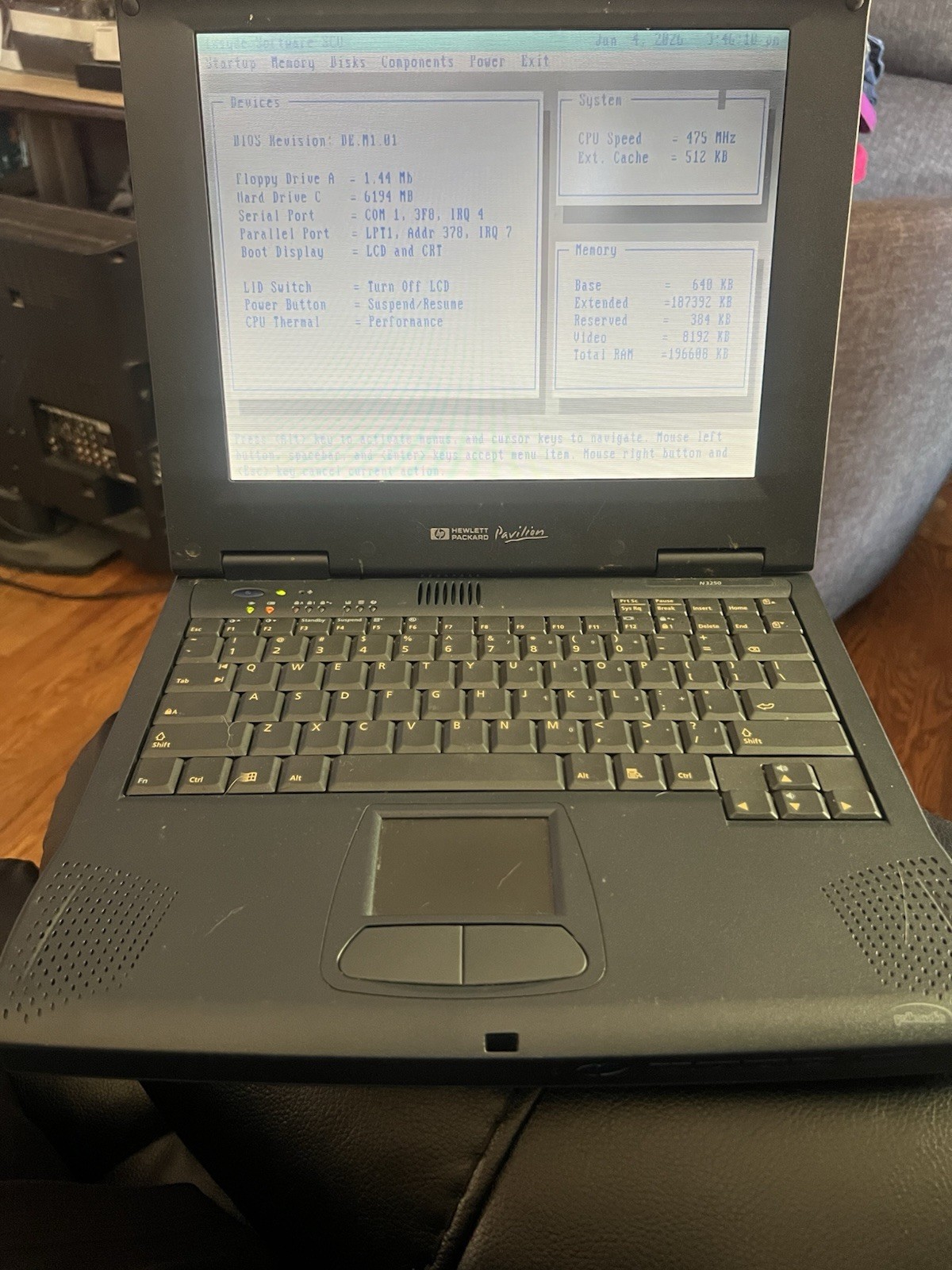 Hewlett Packard Vintage N3250 Laptop With Charger. Tested And Works With Case