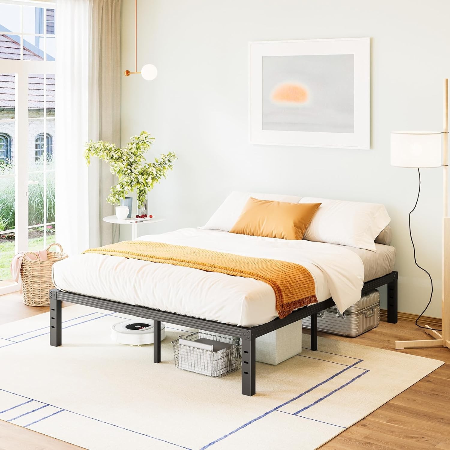 Bed-Frame-Queen 14 Inch Metal Platform Bed-Frame No Box Spring Needed Heavy Duty