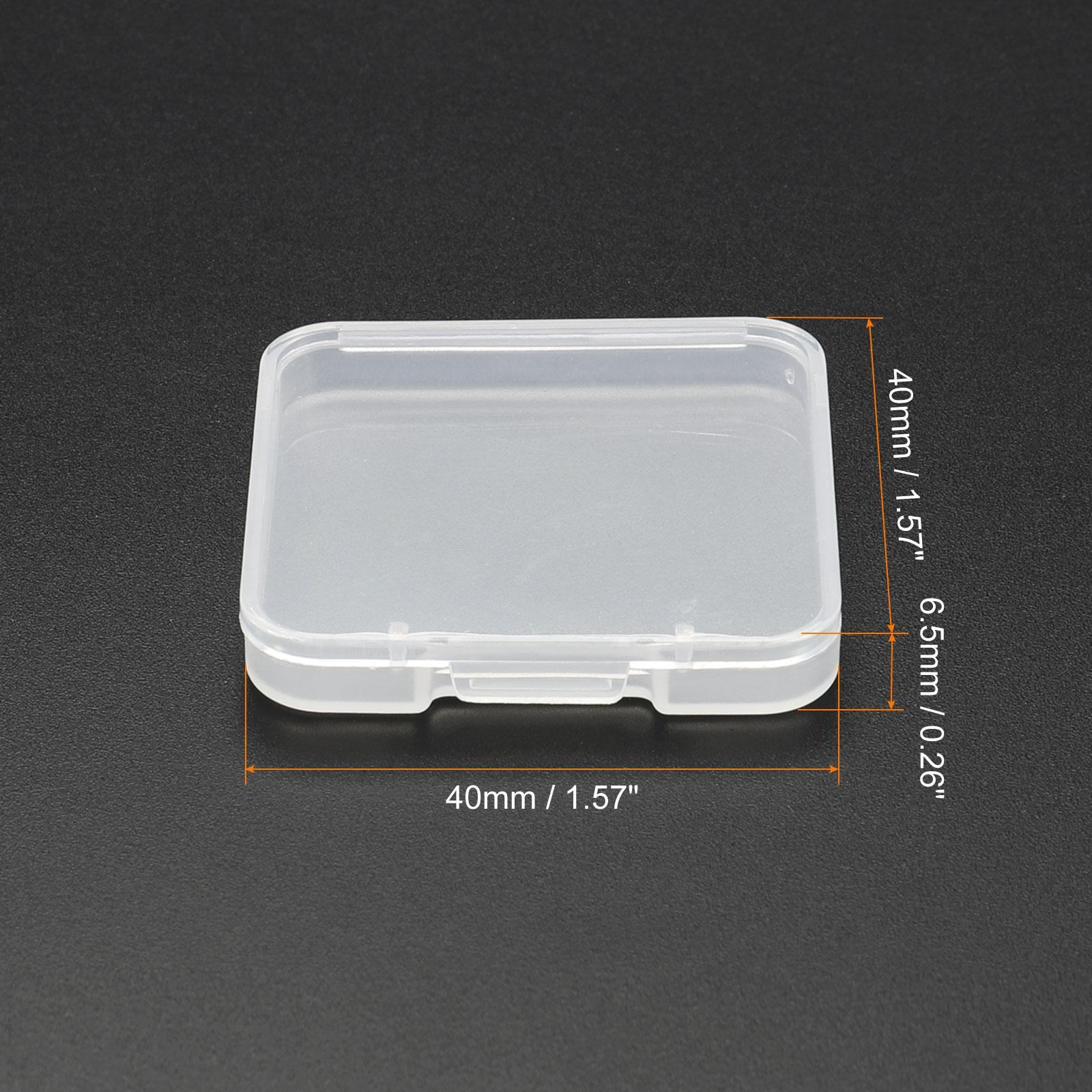 24Pcs Clear Storage Container with Hinged Lid 40x6.5mm Plastic Square Craft Box