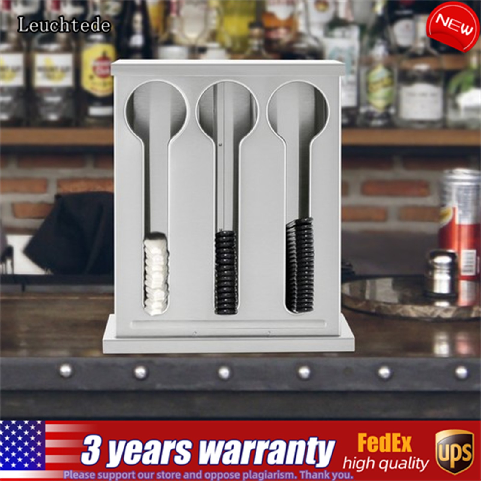 Stainless Steel 3-Compartment Utensil Dispenser for Forks and Spoons