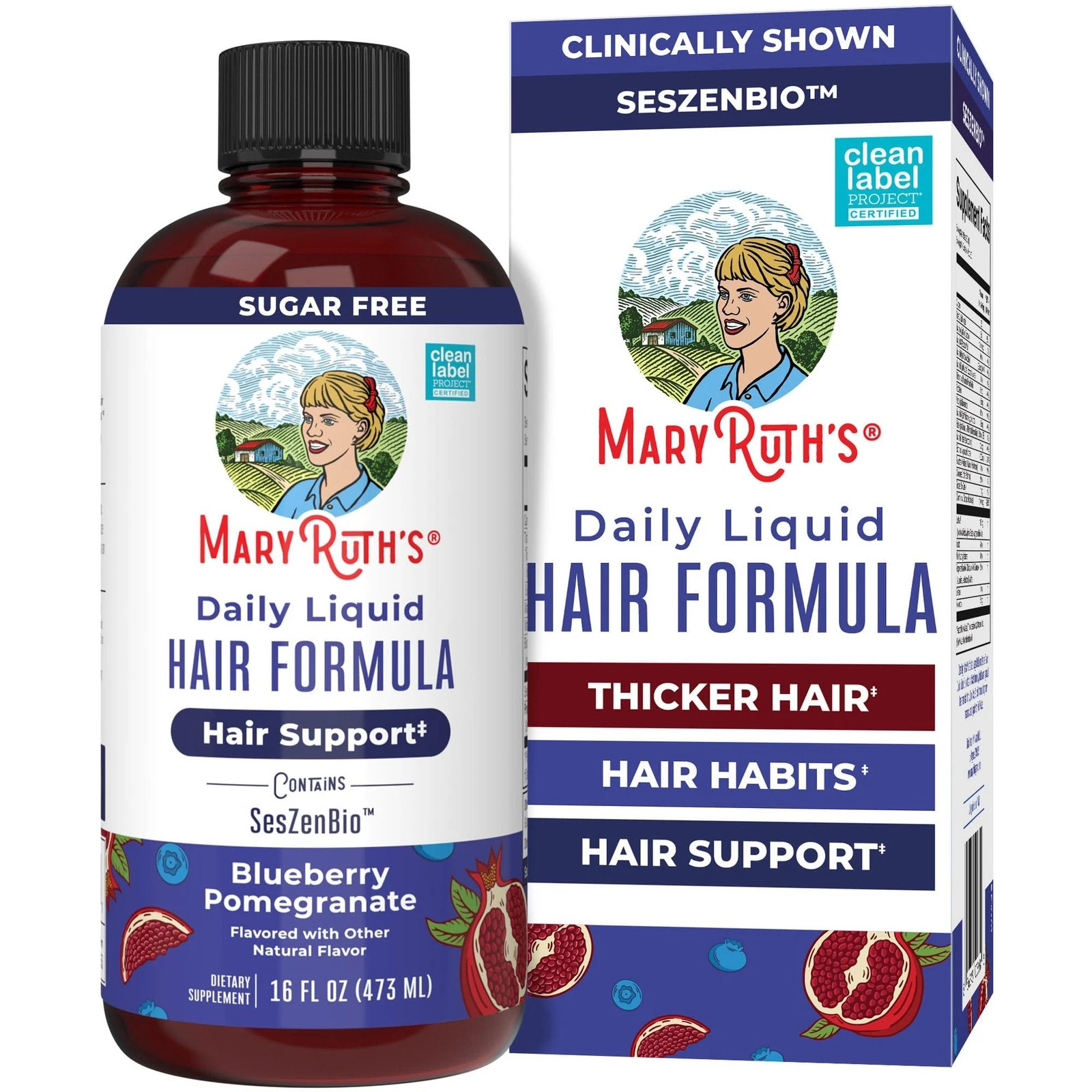 MARYRUTH'S Daily Liquid Hair Formula With 500 mg SesZenBio TM + 2,500 mcgBio
