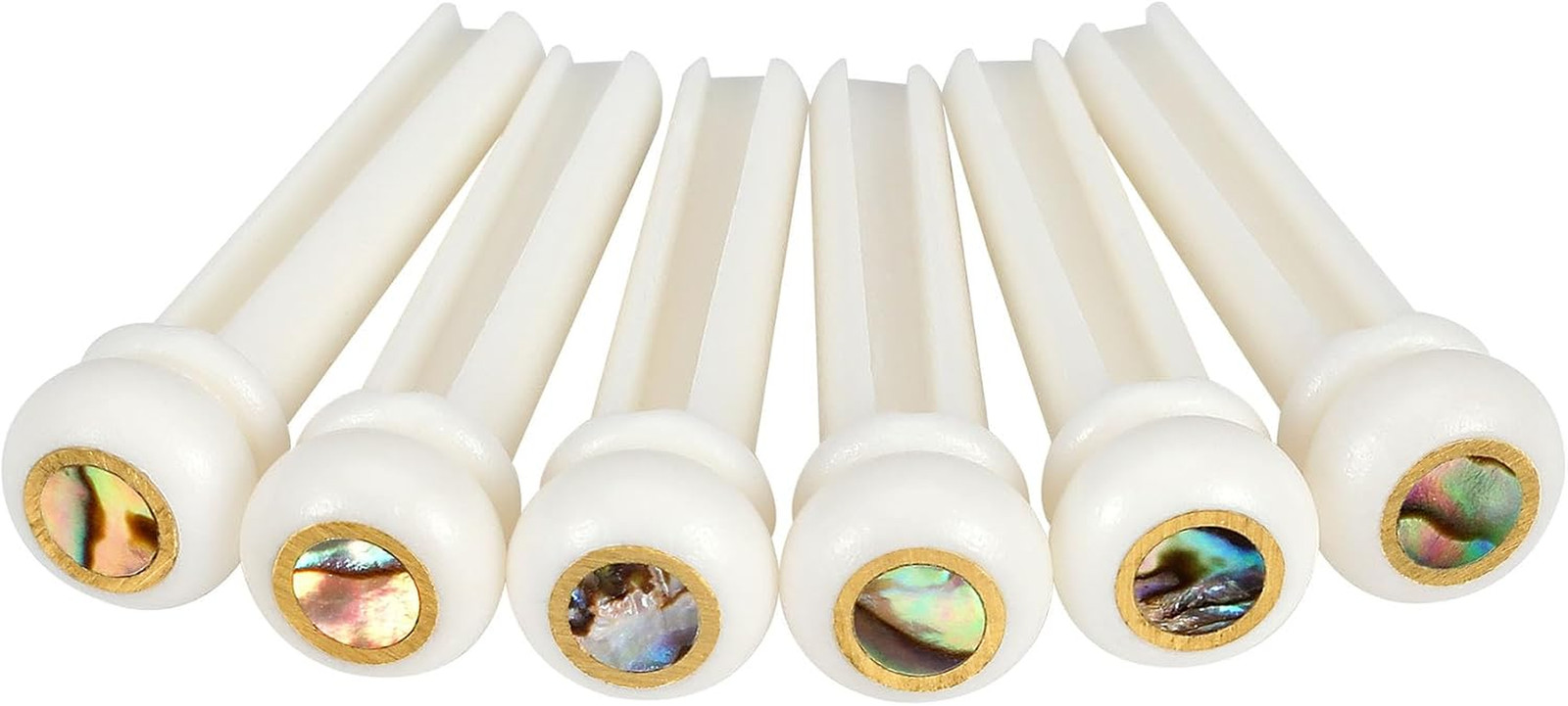 6 Pcs Bone Guitar Bridge Pins for Acoustic Guitar Accessories– Abalone Dot Inlie