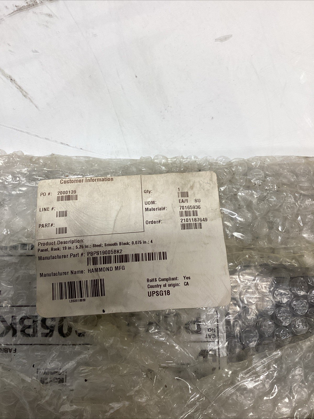 Hammond Manufacturing Server Rack PBPS19005BK2 L-443s