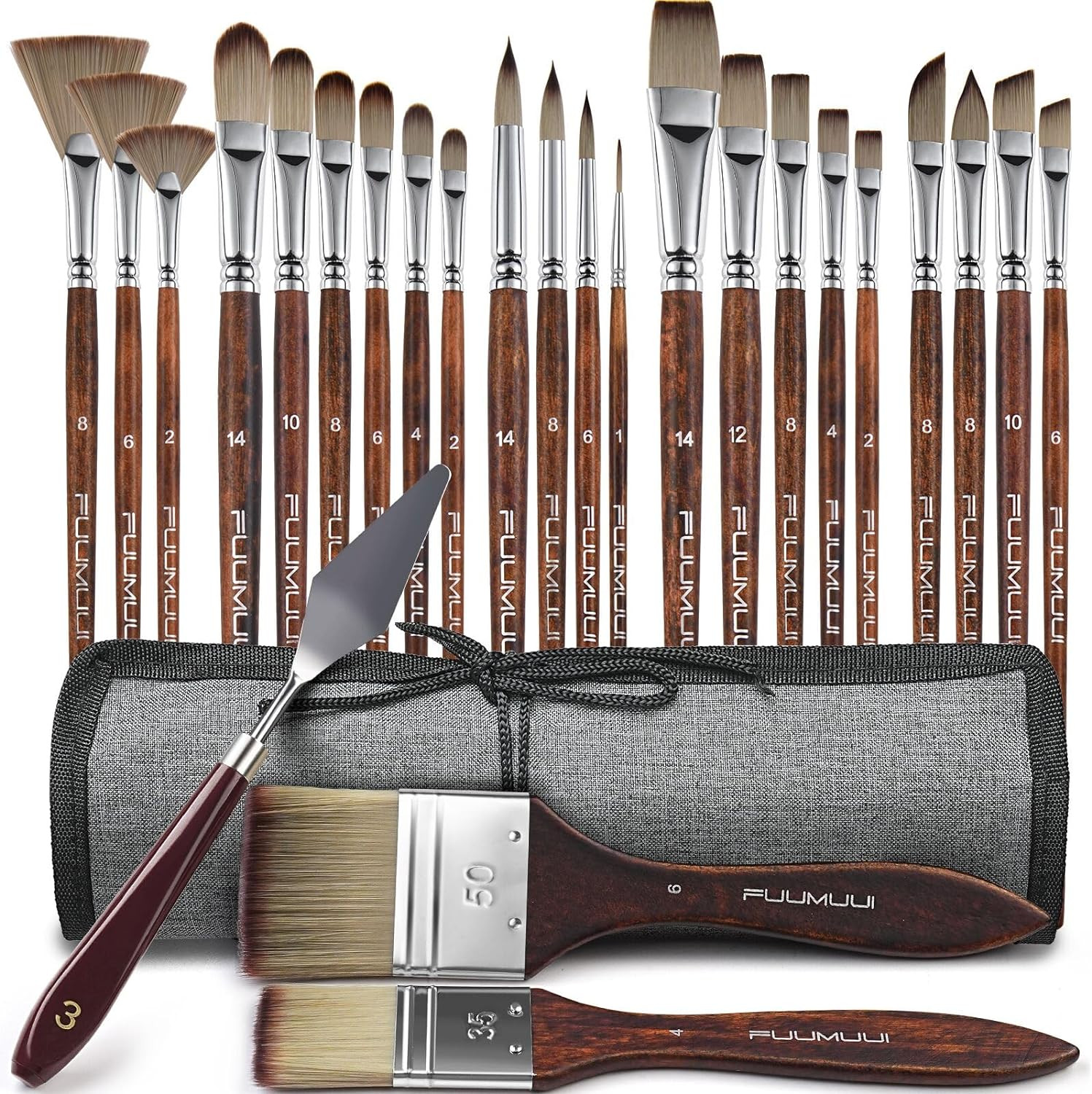 Set 25 Pinceles Pintura Acrílica Profesional Arte Oleo Canvas Acuarela Brocha