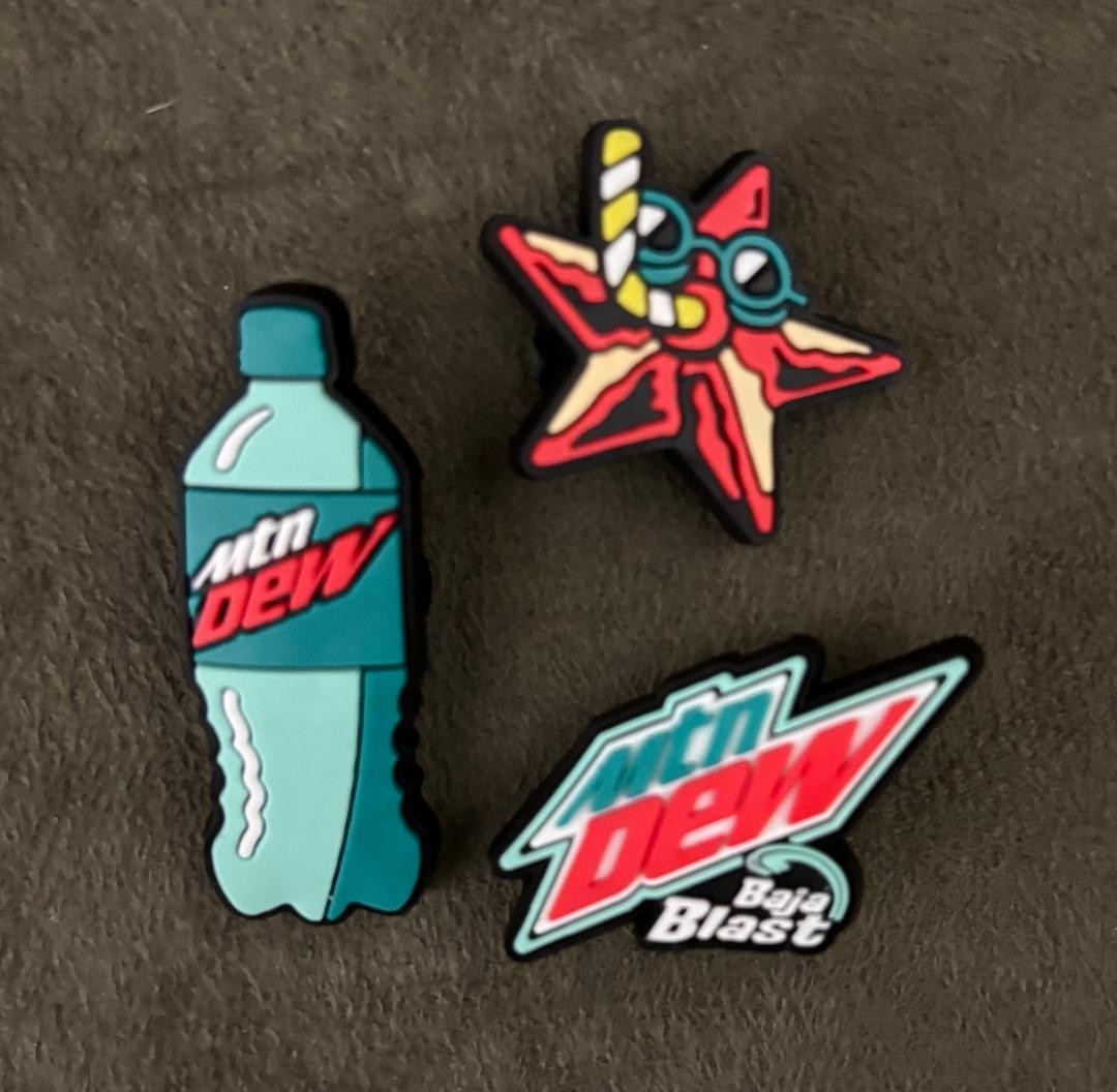 Set of 3 Mountain Dew Bajaversary Croc Shoe Charms 2024, New in bag