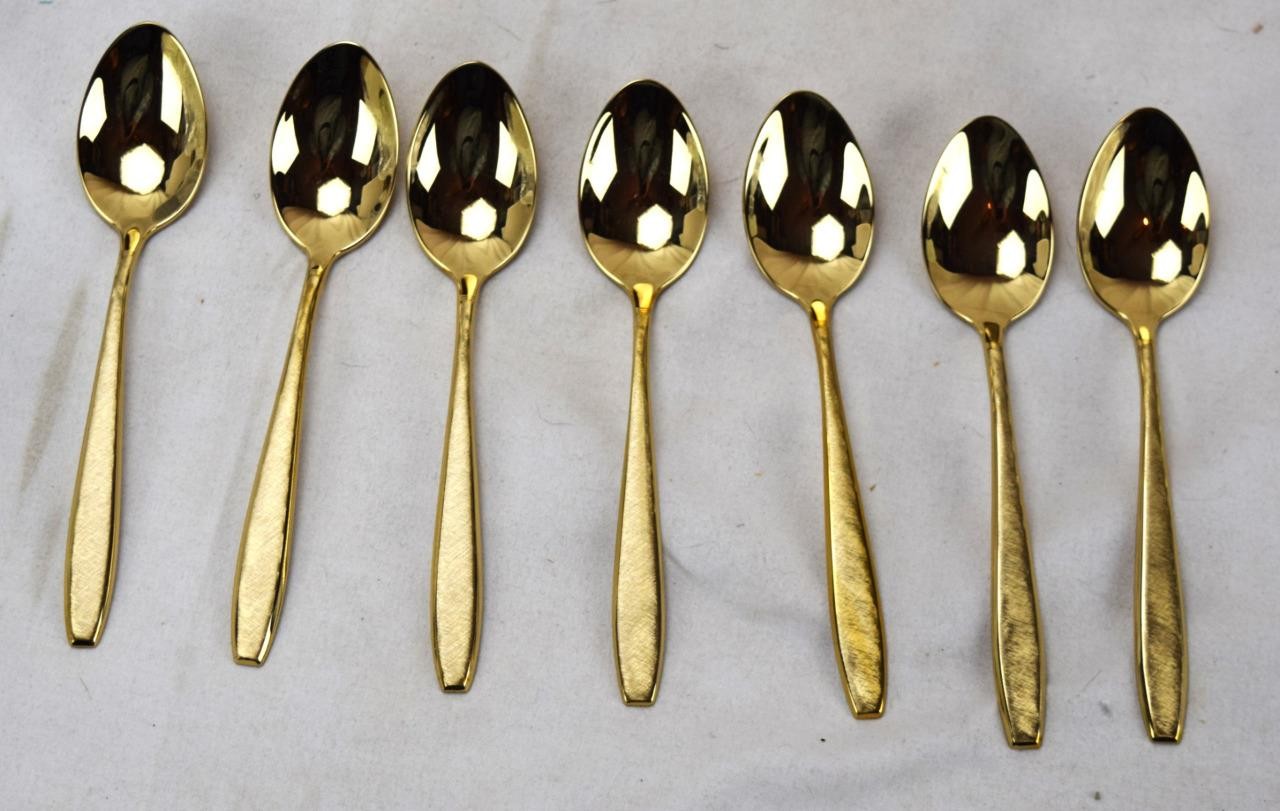 Dirilyte Goldware Flatware 6" Teaspoons x7