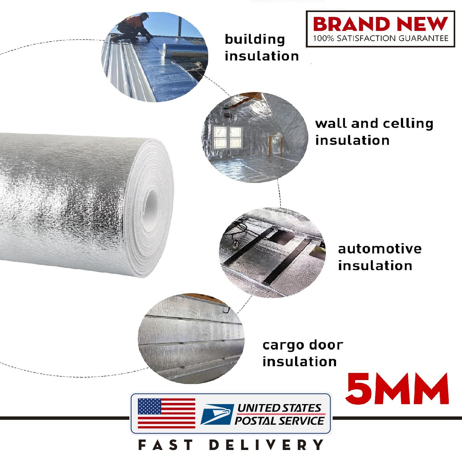 80"x40" DIY Reflective Foam Insulation Mat for Door Window Attic Greenhouse Car