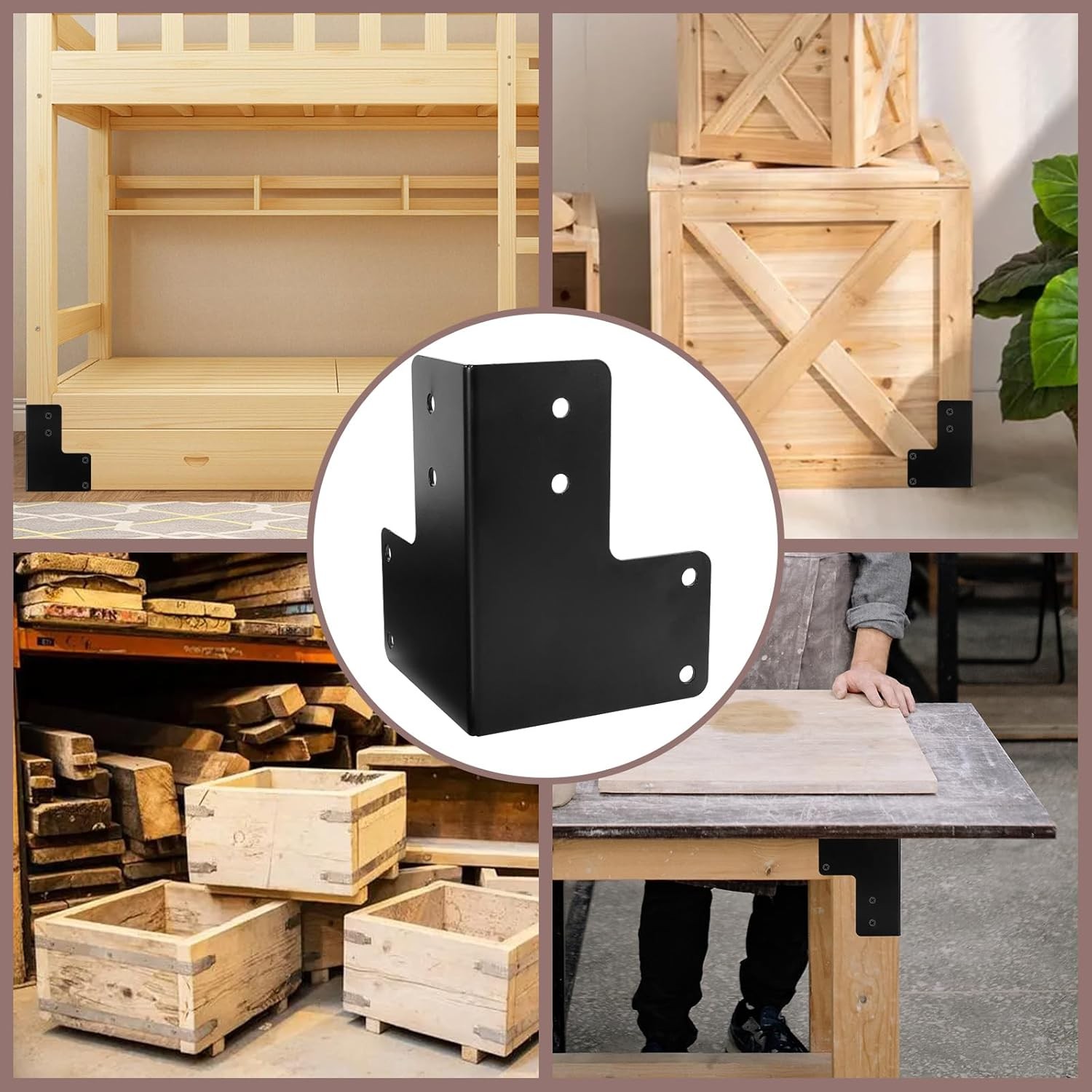 4Pcs Heavy Duty Corner Brackets Workbench Shop Table Kit Black
