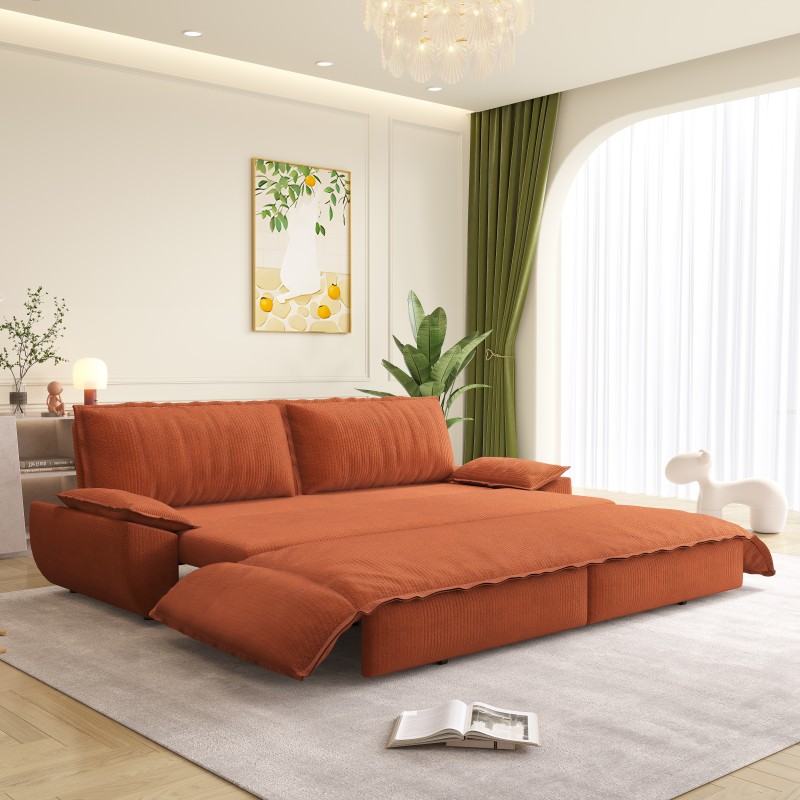 Zafly Queen Pull Out Sofa Bed, Convertible Sleeper Couch 73.2 Inch Red Velvet