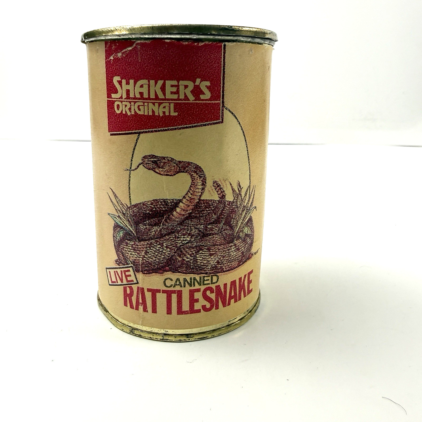Vintage Shaker’s Original Canned Rattlesnake Noise Gag Can 1993 Tested Works