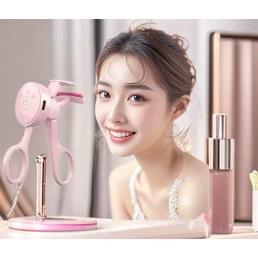 Heated Electric Eyelash Curler Pink 3 Temperature Ergonomic Travel Size