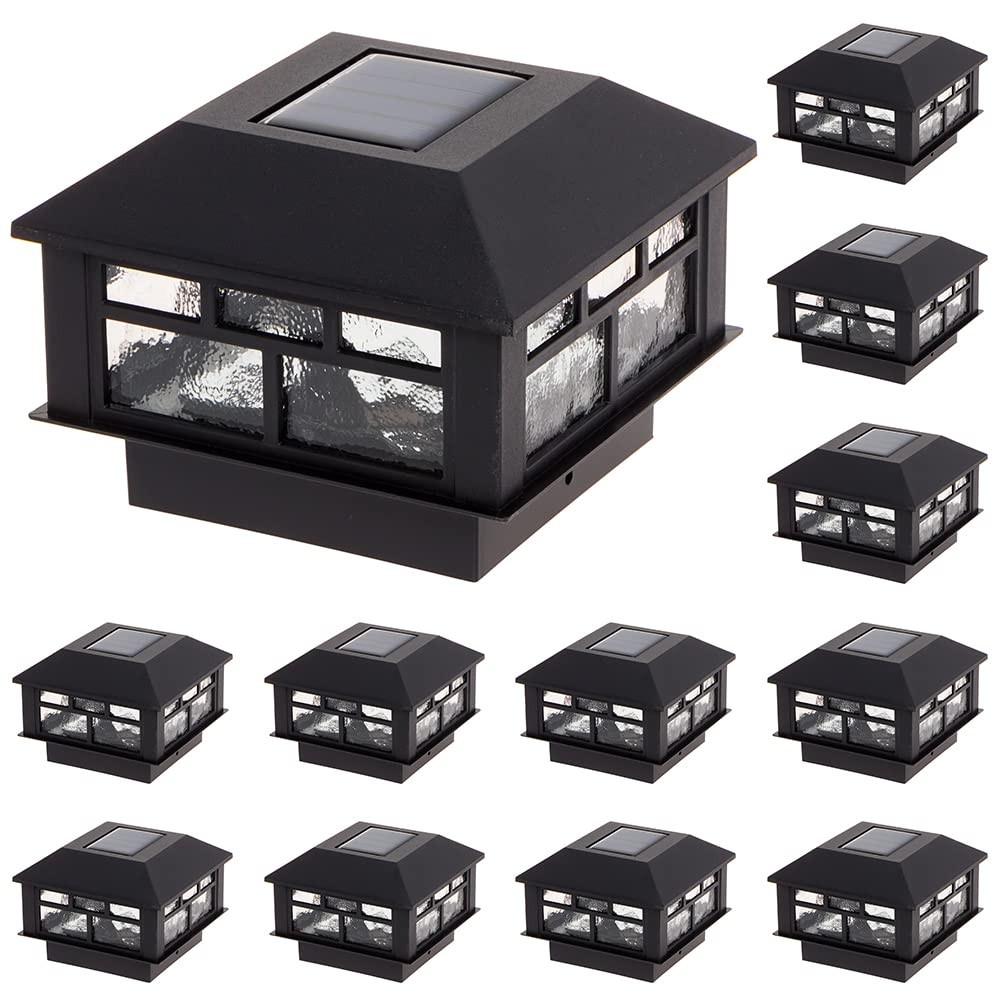 Modern Solar Post Cap Lights Fits 4x4 Wood, 4x4 & 5x5 PCV/Vinyl Outdoor Solar...