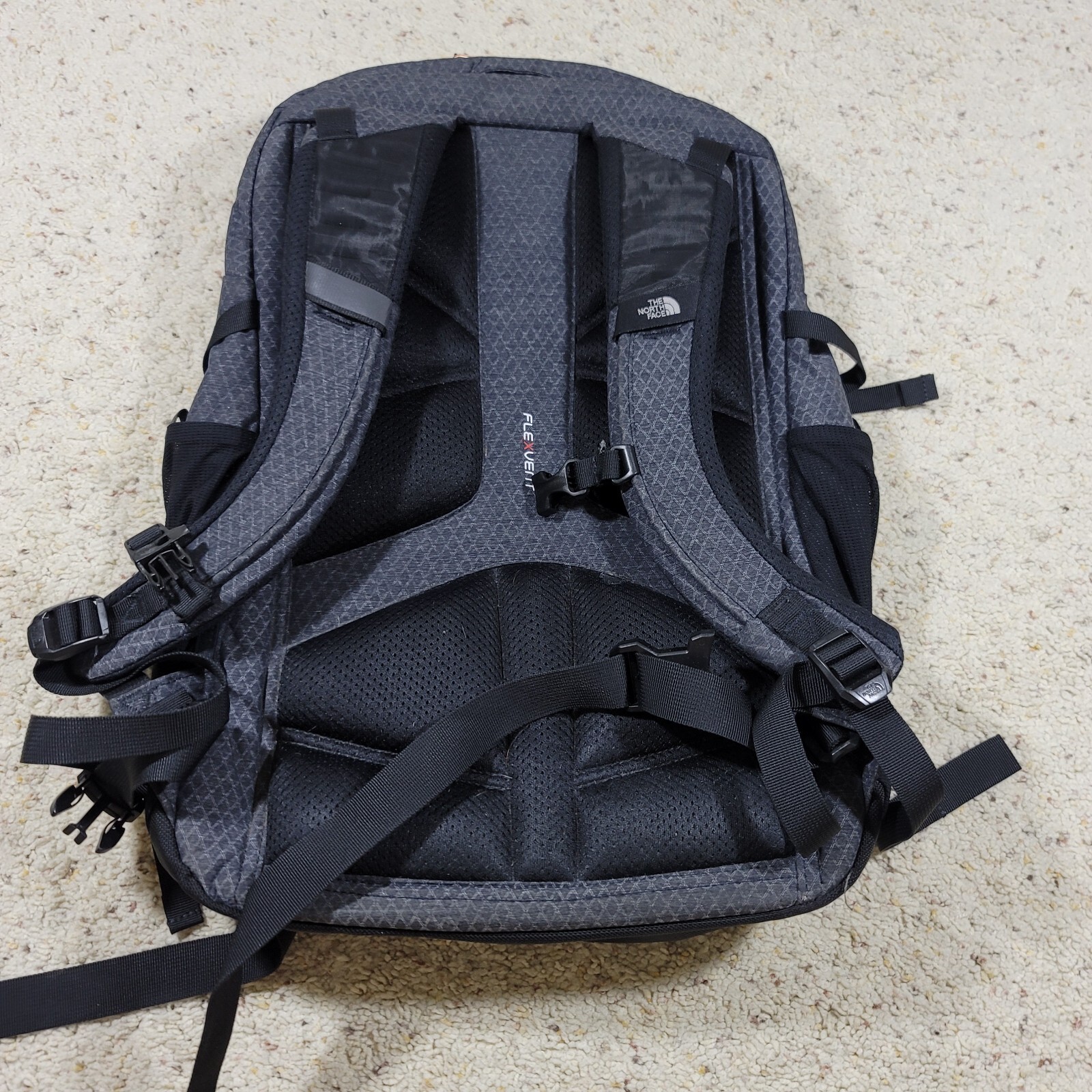 North Face Grey Black Recon Diamond Pattern Backpack