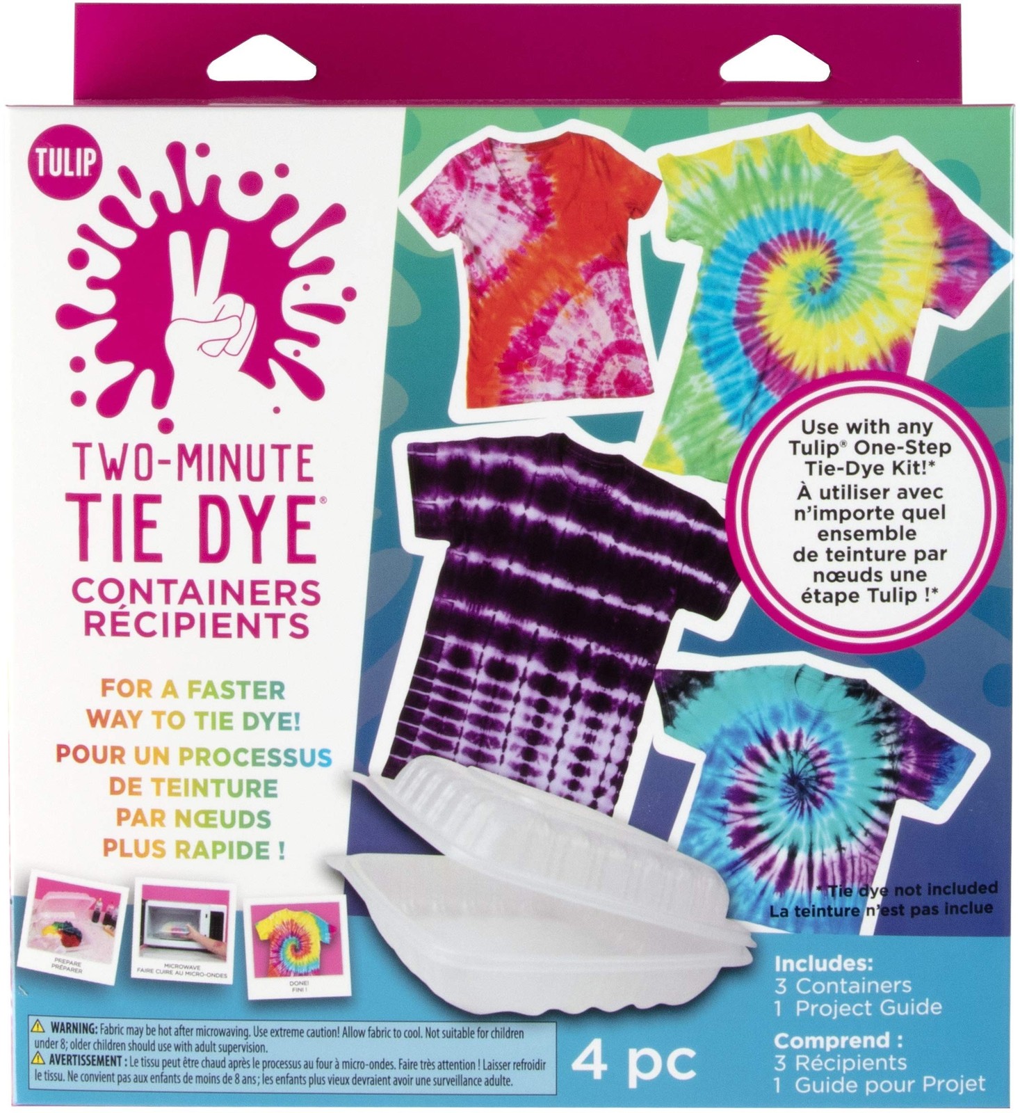 Tulip Two 2 Minute, 3 Pack-No Color Containers One Step Tie Dye (Dye Sold Sep...