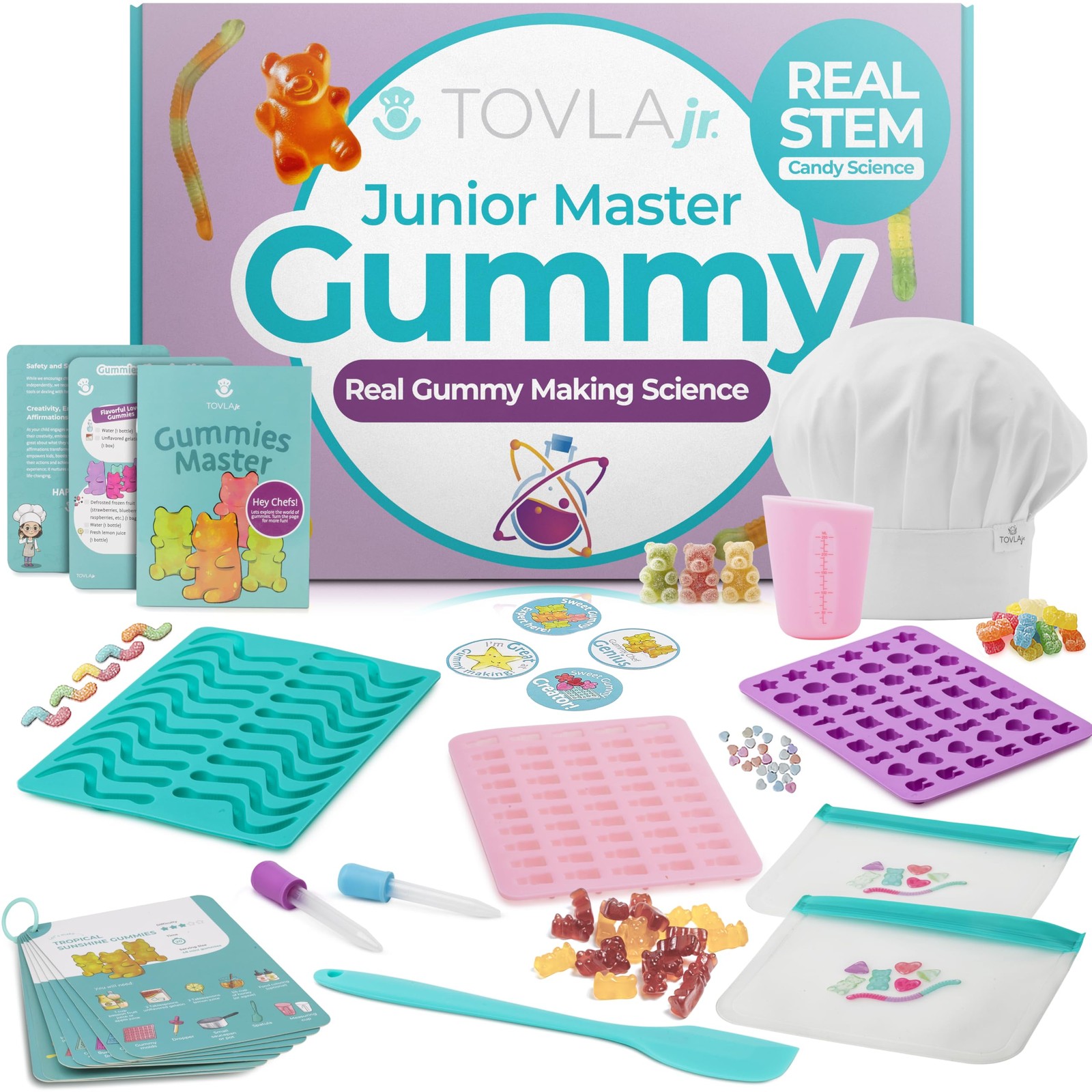 Tovla Jr. Ultimate Gummy-Making Kit for Kids – Real child-size, Purple, Pink