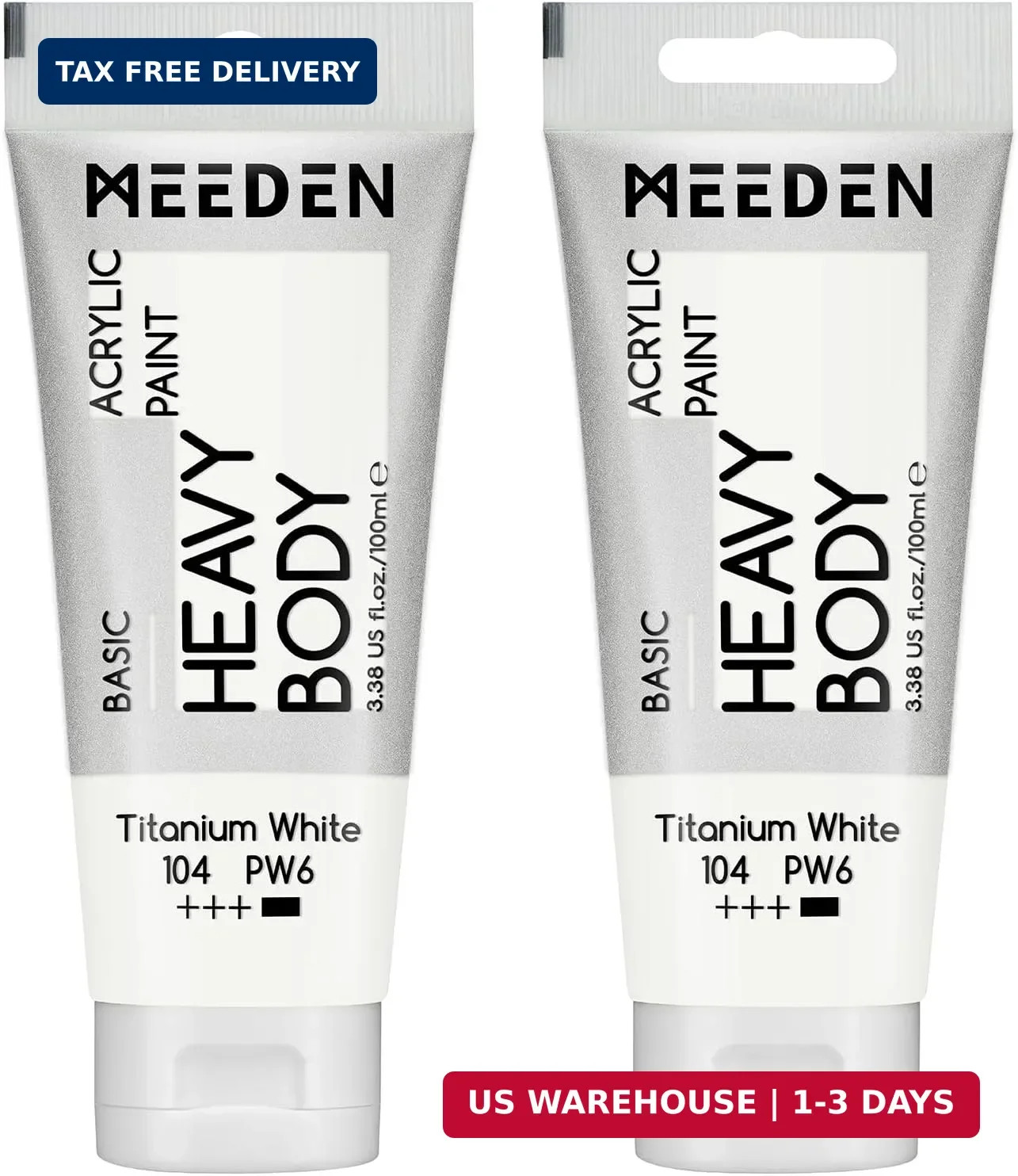 Acrylic Paint: Pack of 2 Heavy Body Acrylic Paints Titanium White