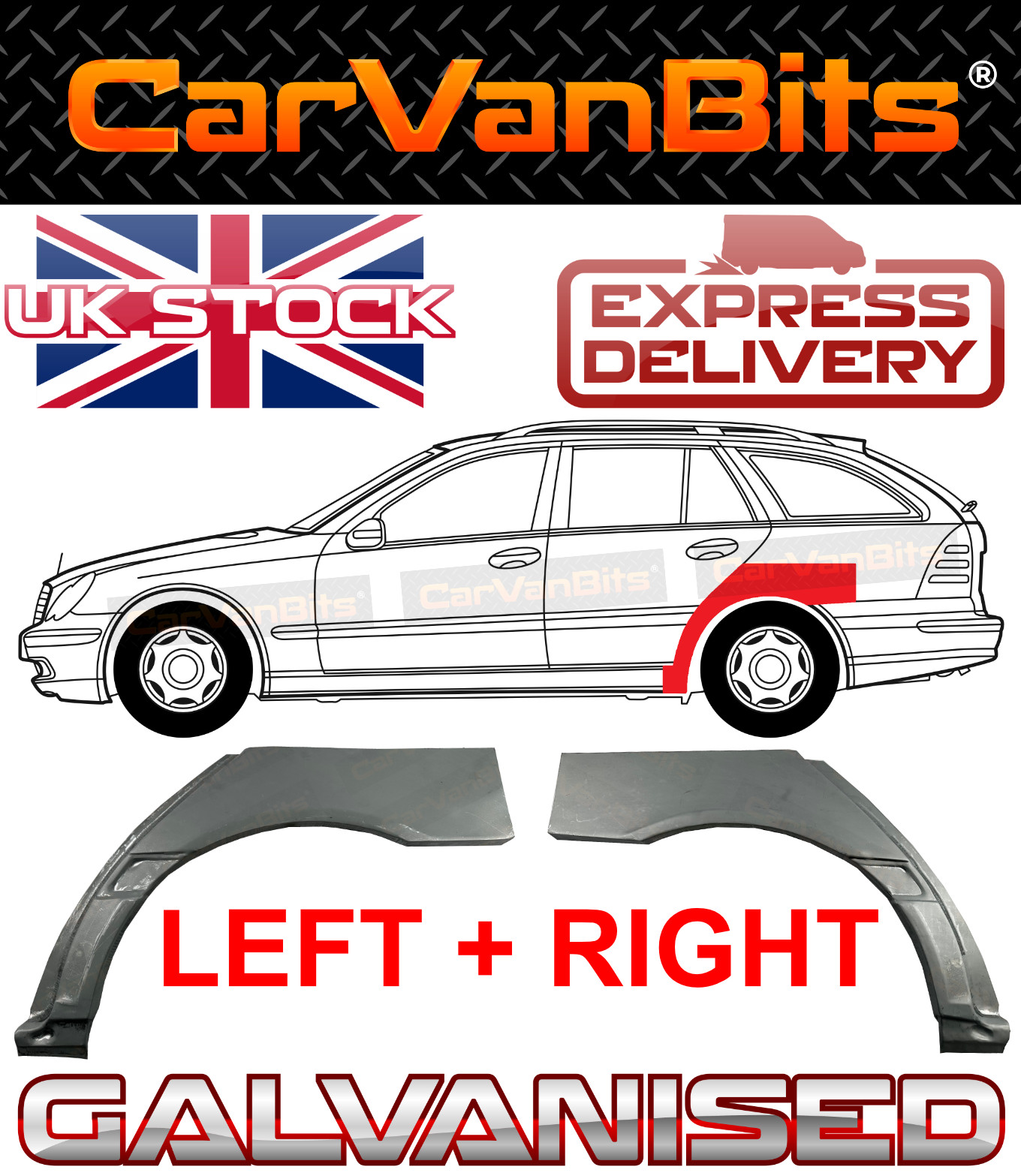 FOR MERCEDES C-CLASS W203 00-07 ESTATE REAR WHEEL ARCH REPAIR BODY RUST PANEL X2