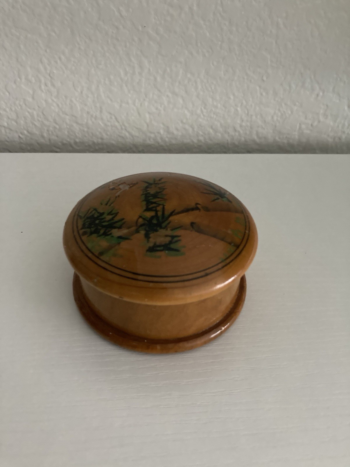 Hand Painted "Butterflies” Wood Trinket Box Small 3” Wide