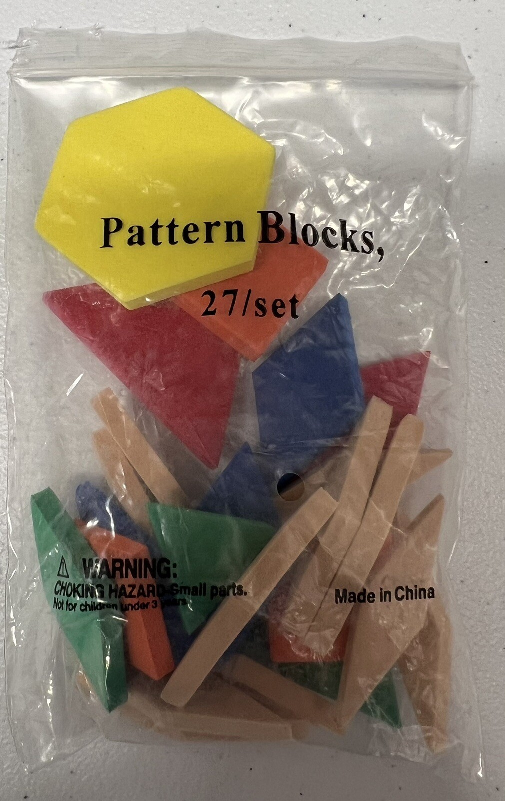 Pattern Blocks, foam shapes, bag of 27 Math Manipulatives for Homeschool