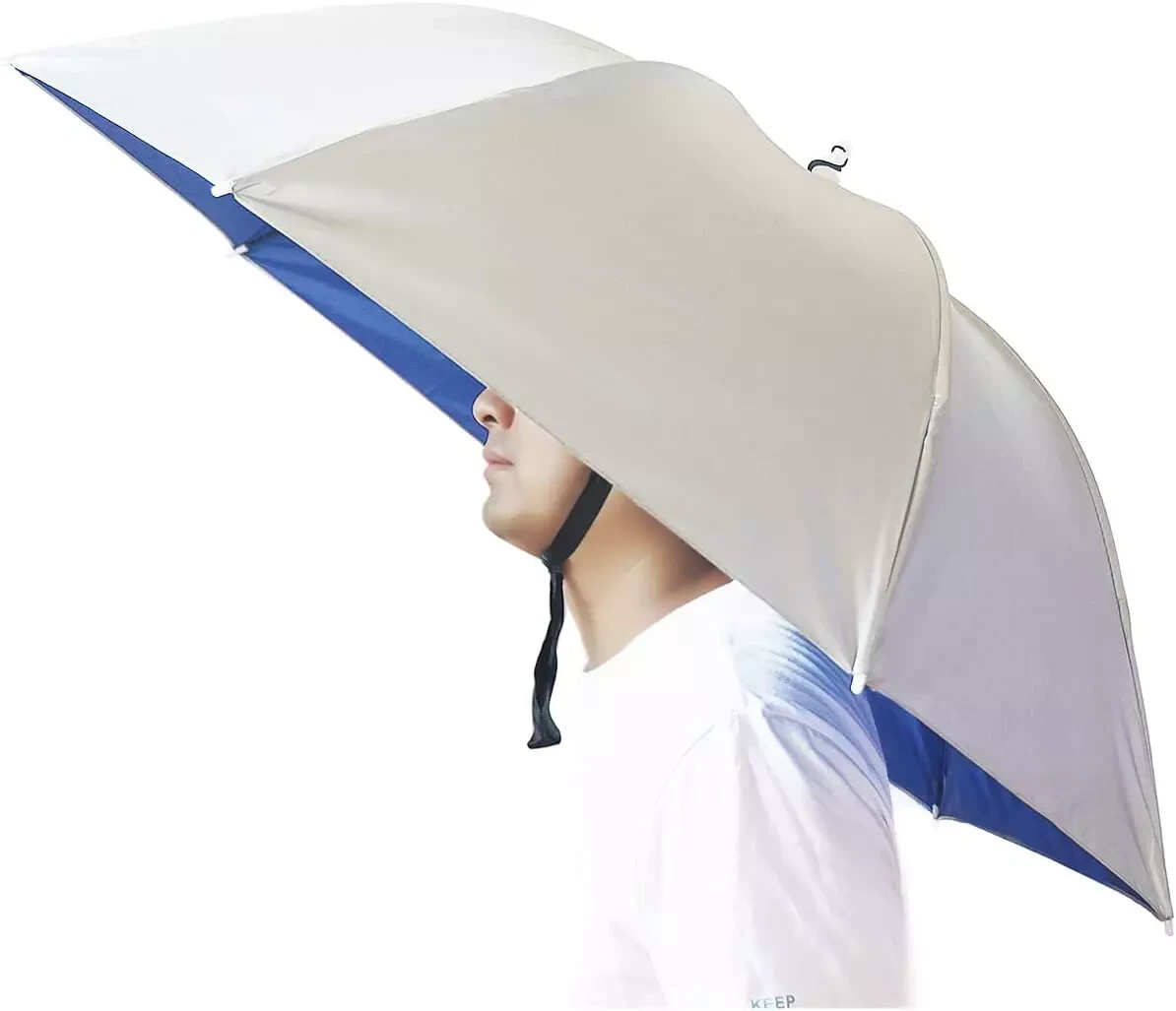 37" Fishing Umbrella Hat Hands Free Foldable UV Protection Adjustable Headwear
