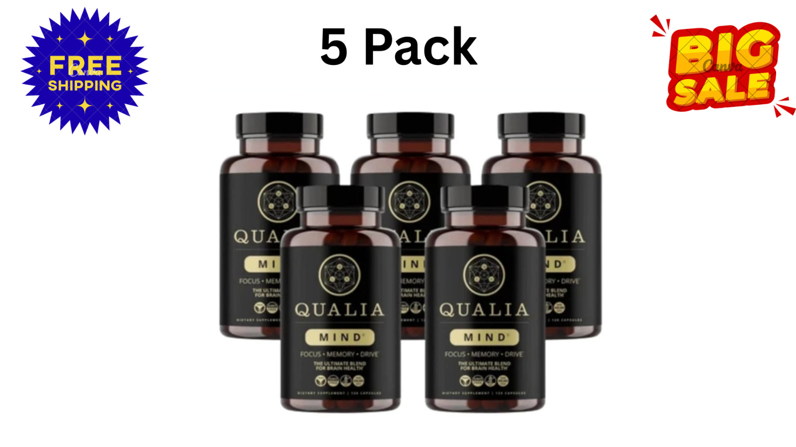 (5 Pack) Qualia Mind Brain 2.0 Supplement Nootropics - 600 Capsule Supplement