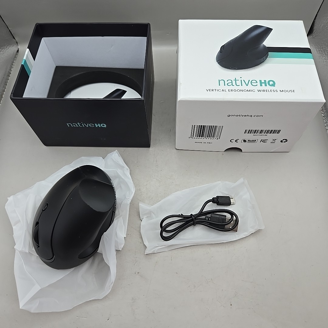 Native HQ Veryical Ergonomic Wireless Mouse Model NATIVEVM Black Rechargeable