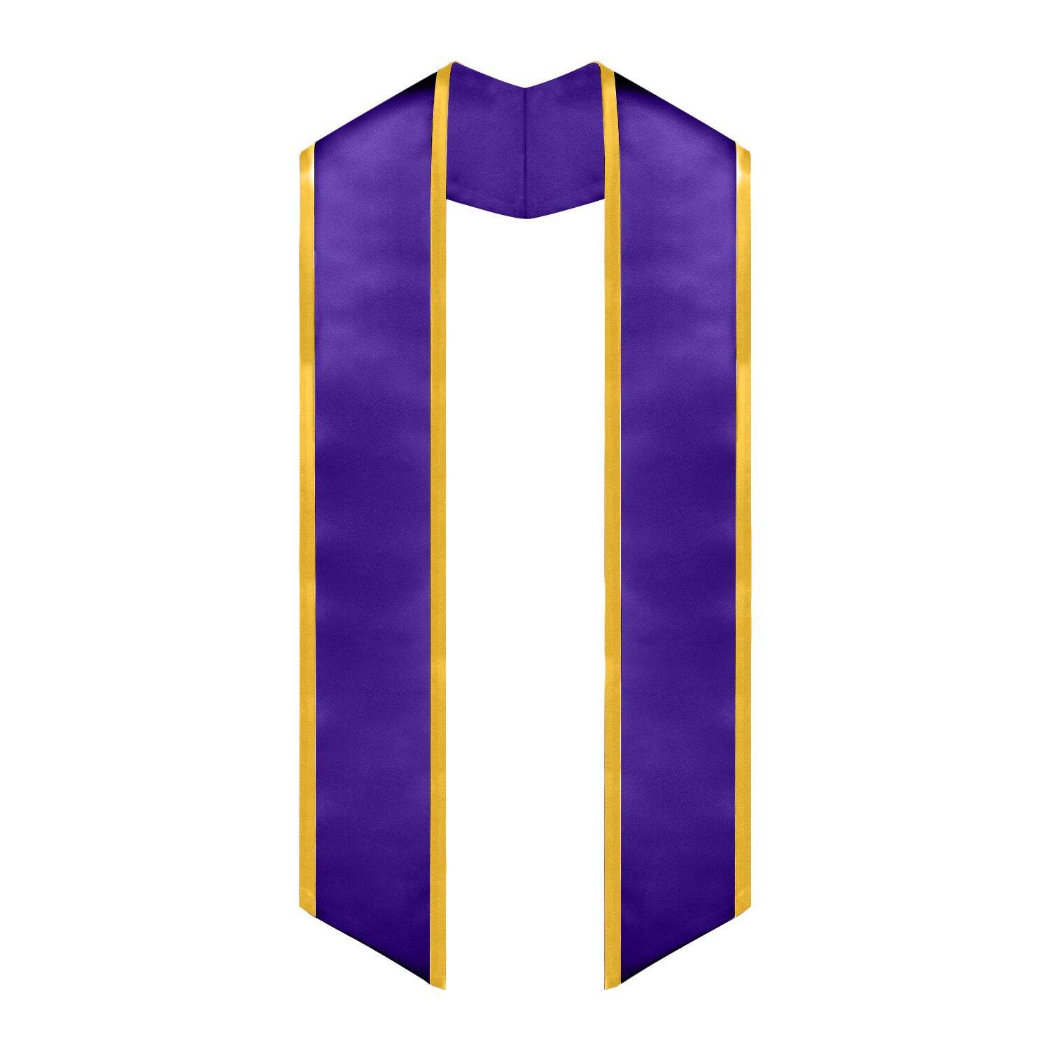 Endea Graduation Purple/Gold Plain Stole With Trim Color & Angled End