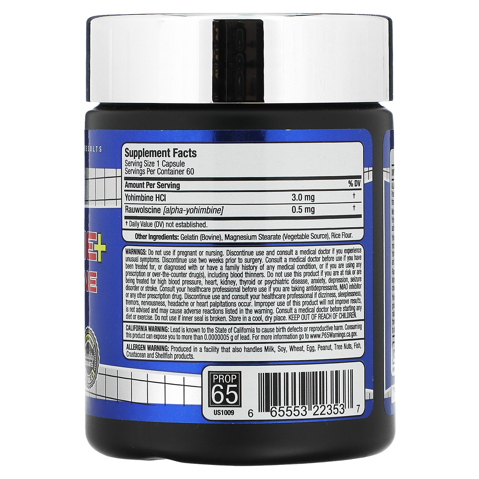 Yohimbine + Rauwolscine, 60 Capsules