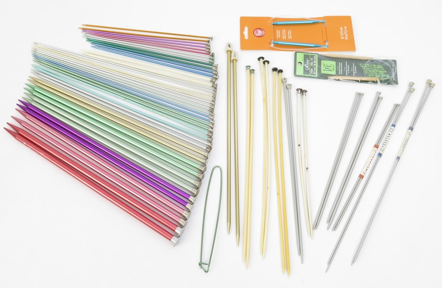 Lot of 66 Knitting Needles Various Sizes Aluminum Boye, Milwards, Bates, Aero