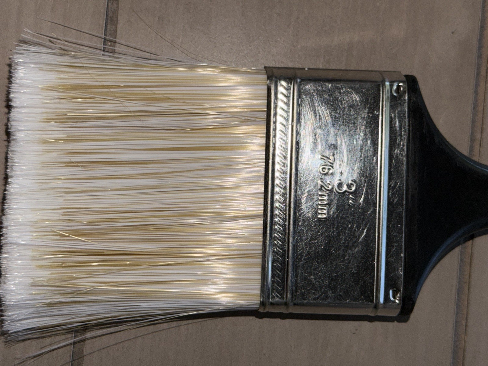 3" Flat Paint Brush Synthetic Bristles Medium, Black Plastic Short Handle