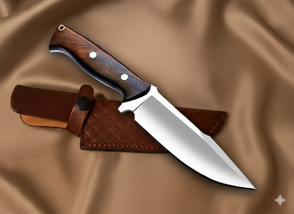 Handmade D2 steel hunting knife. 8.5 inches Fixed blade Knife With Leather Cover